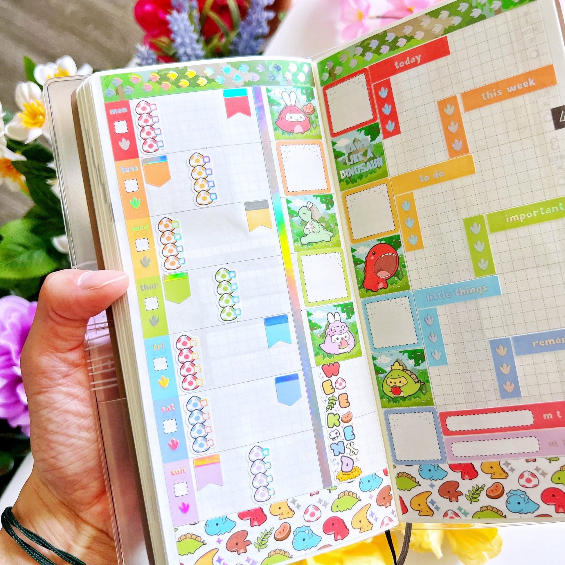 Hobonichi WEEKS - Lil' Dino Picnic - Holo Foil - SumLilThings