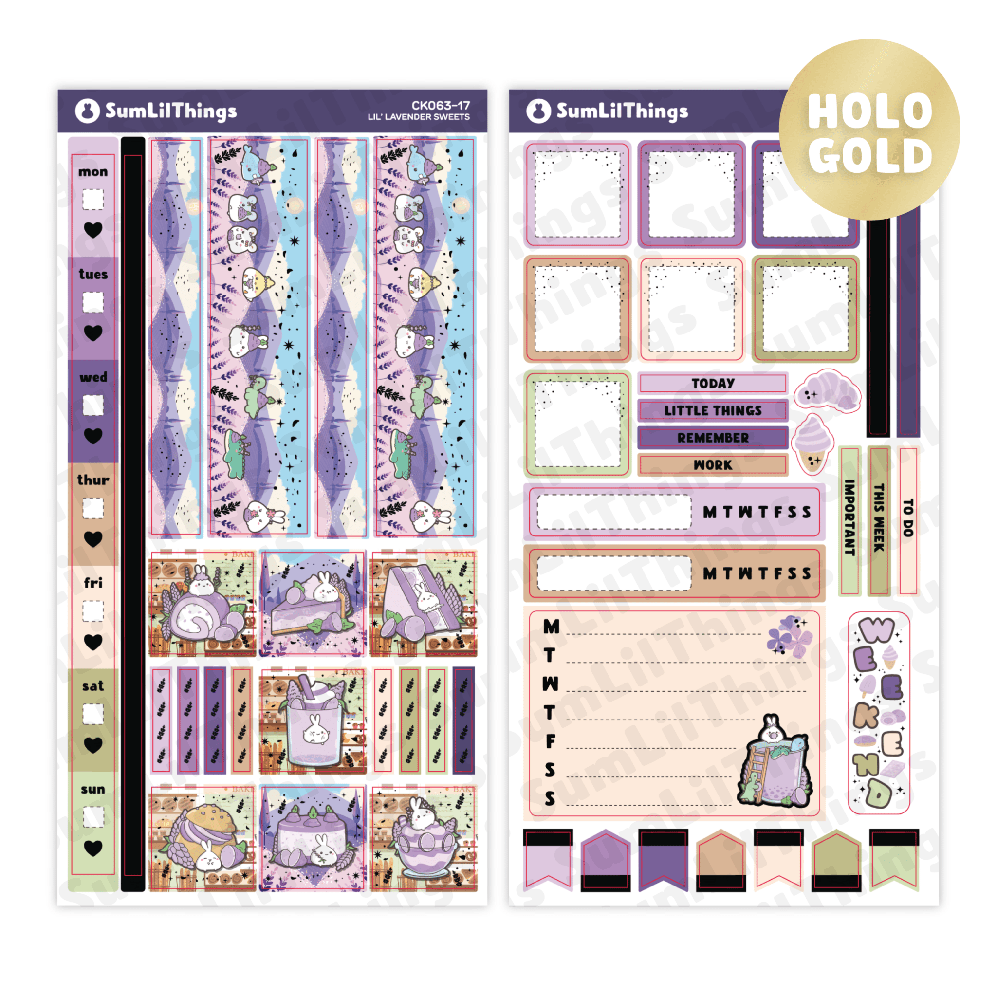 Hobonichi WEEKS - Lil' Lavender Sweets - Holo Gold Foil - SumLilThings