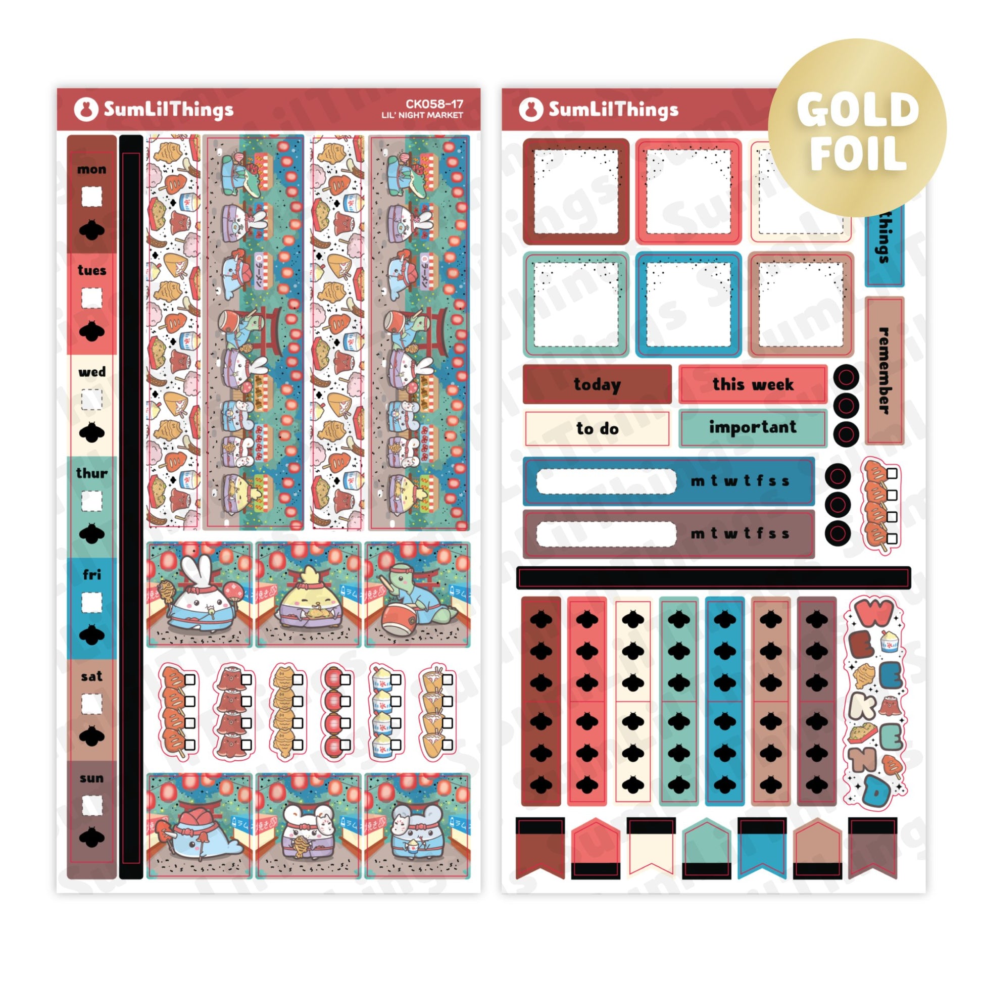 Hobonichi WEEKS - Lil' Night Market - Holo Gold - SumLilThings