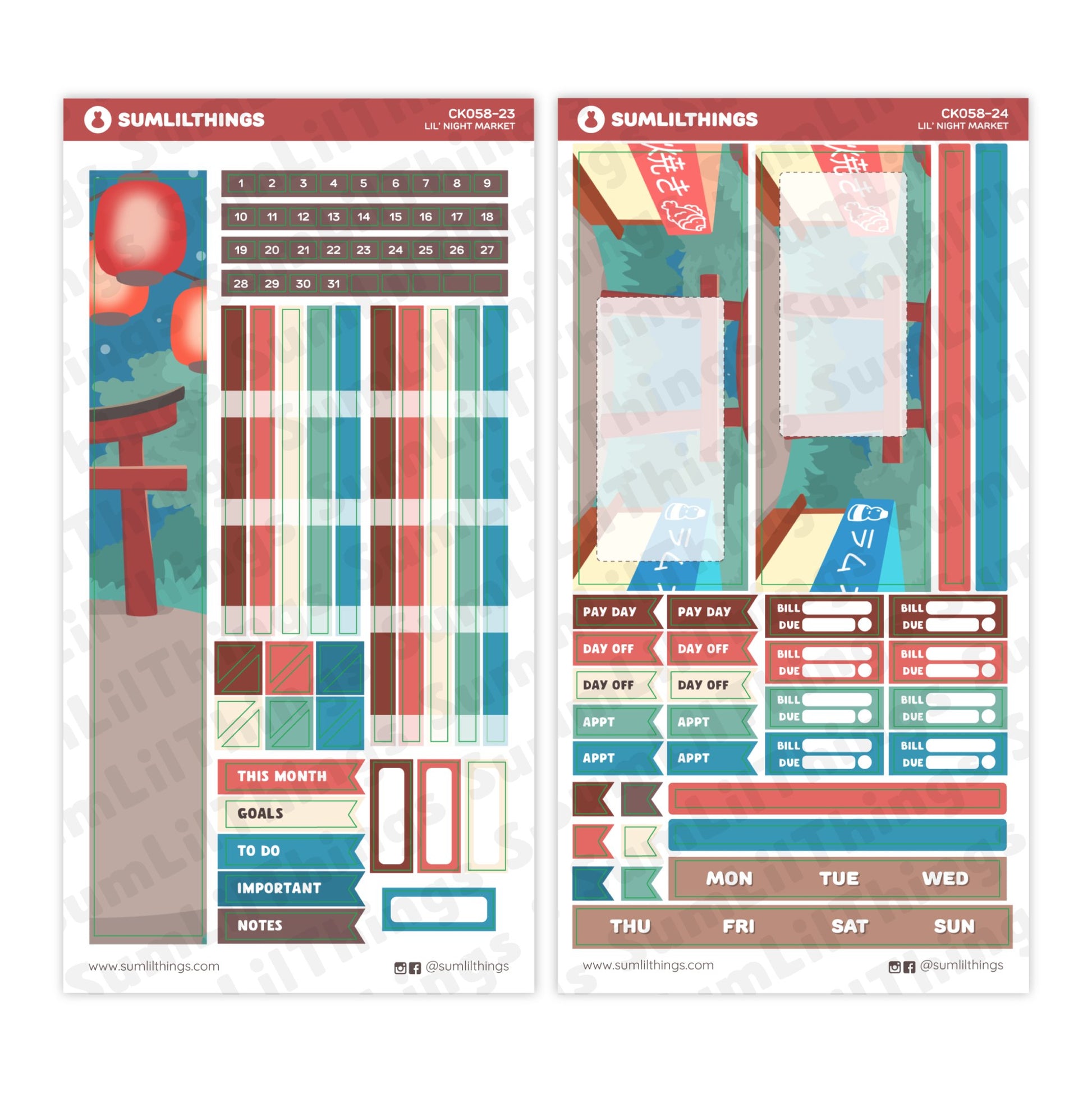 Hobonichi WEEKS - Lil' Night Market - Holo Gold - SumLilThings