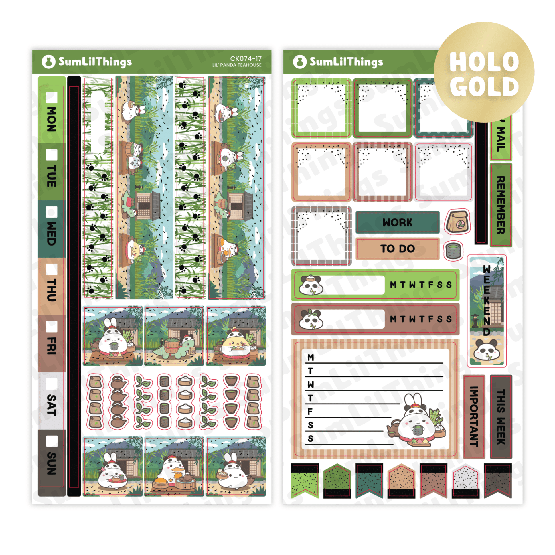 Hobonichi WEEKS - Lil' Panda Teahouse - Holo Foil - SumLilThings
