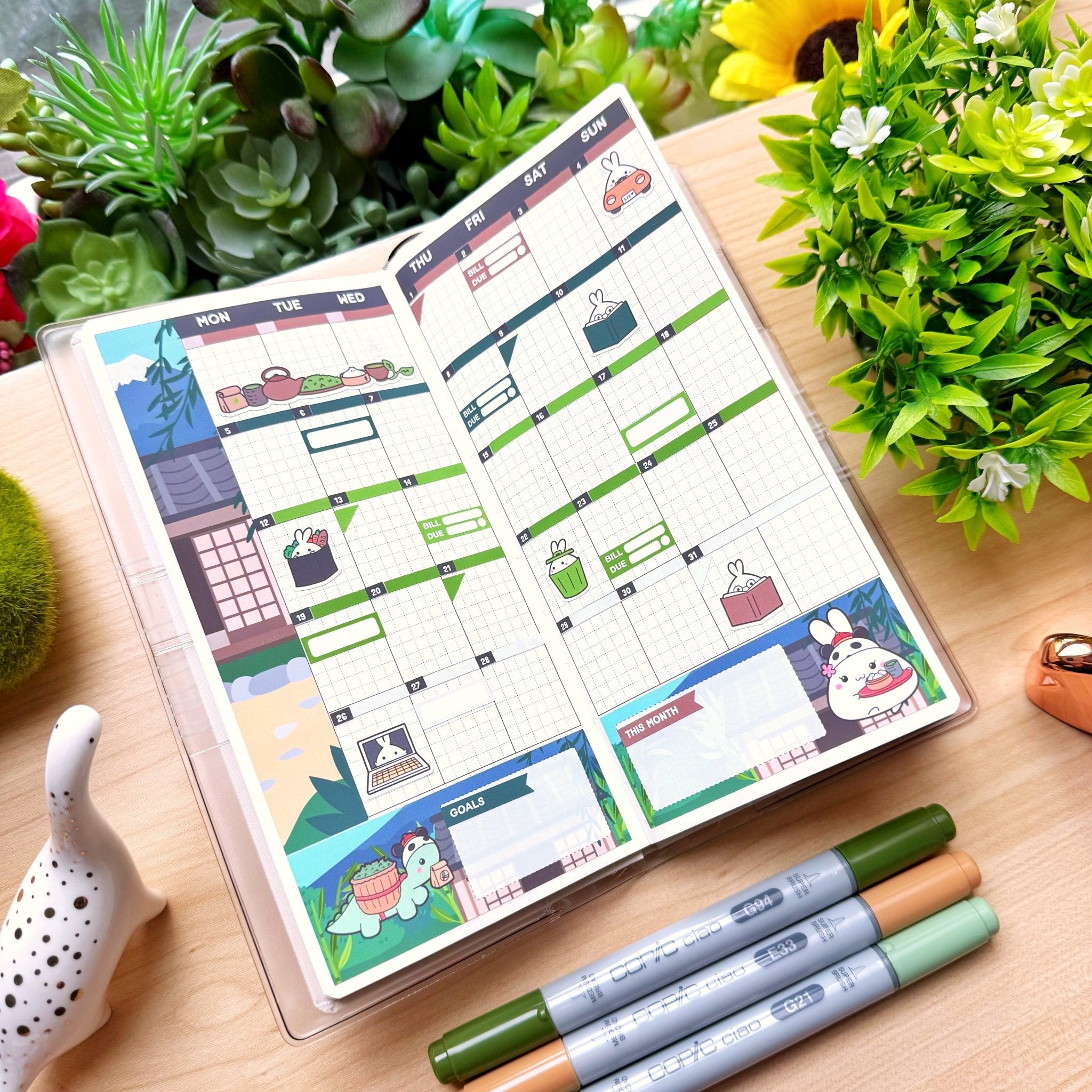 Hobonichi WEEKS - Lil' Panda Teahouse - Holo Foil - SumLilThings