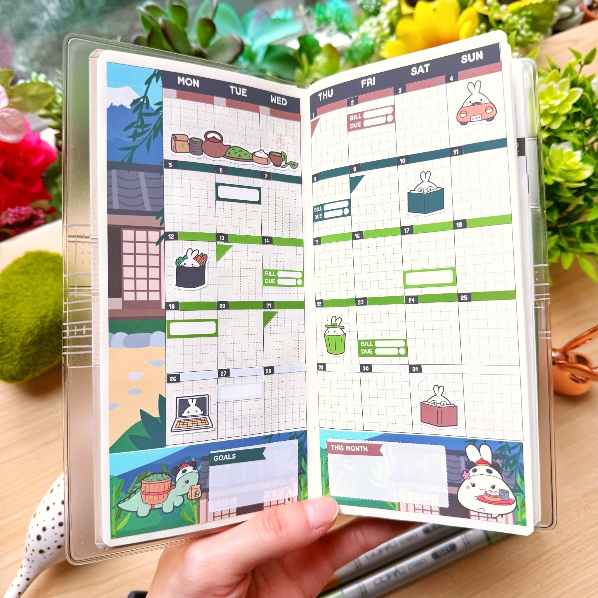 Hobonichi WEEKS - Lil' Panda Teahouse - Holo Foil - SumLilThings