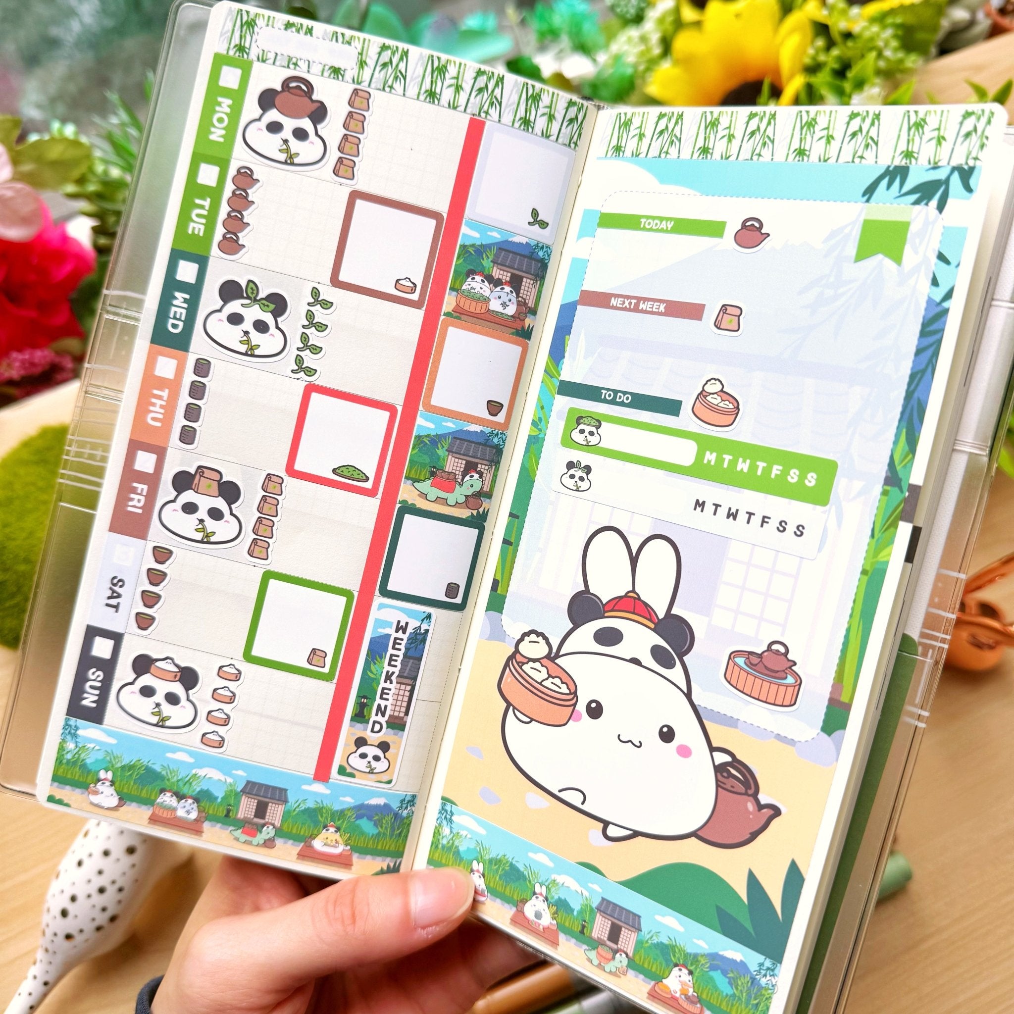 Hobonichi WEEKS - Lil' Panda Teahouse - Holo Foil - SumLilThings