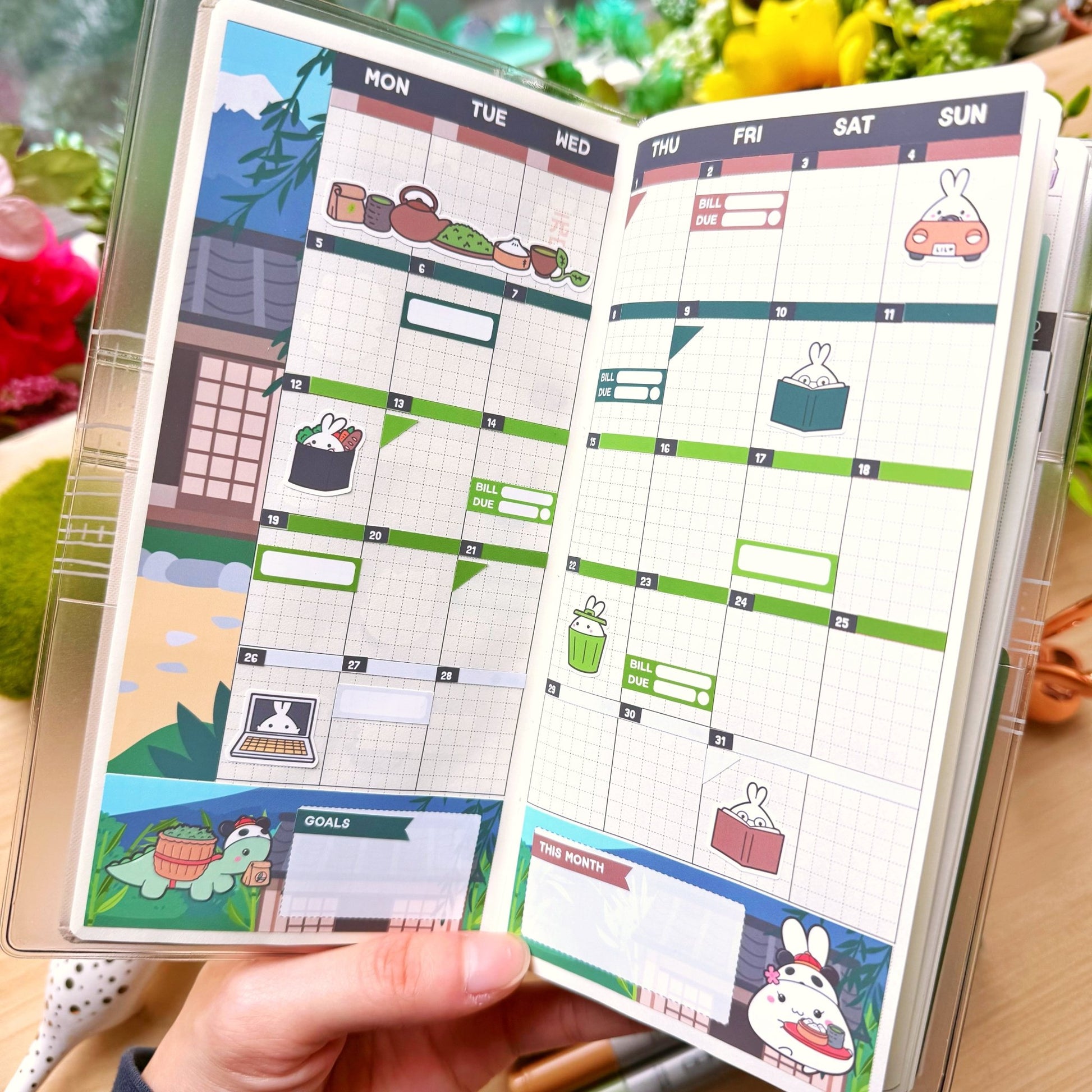 Hobonichi WEEKS - Lil' Panda Teahouse - Holo Foil - SumLilThings