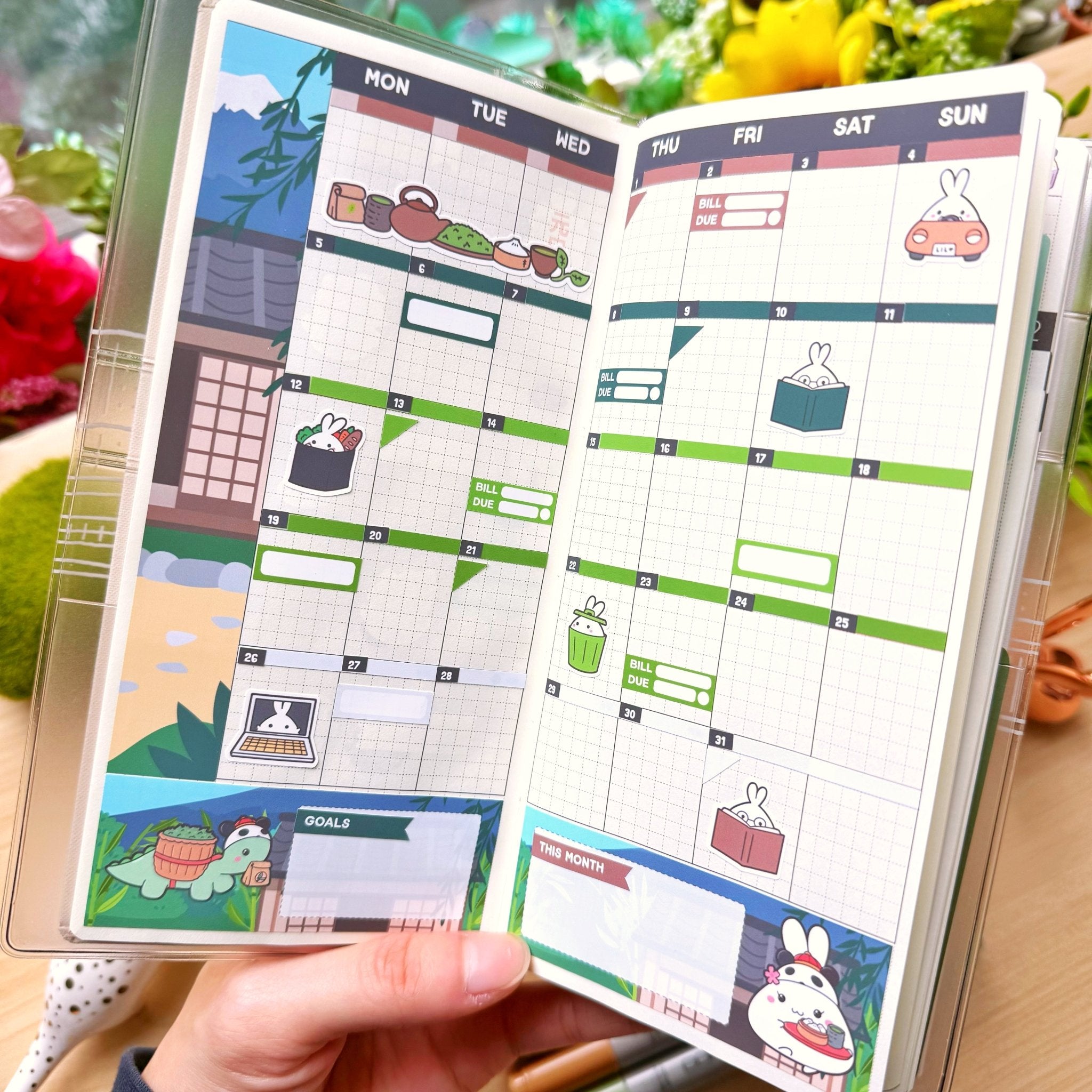 Hobonichi WEEKS - Lil' Panda Teahouse - Holo Foil - SumLilThings
