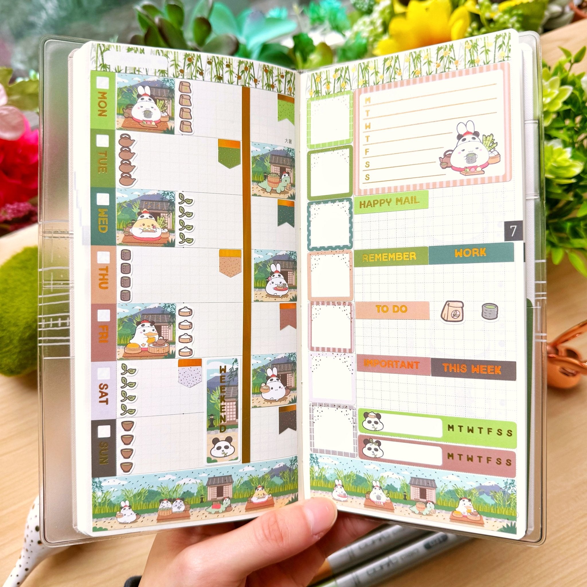 Hobonichi WEEKS - Lil' Panda Teahouse - Holo Foil - SumLilThings