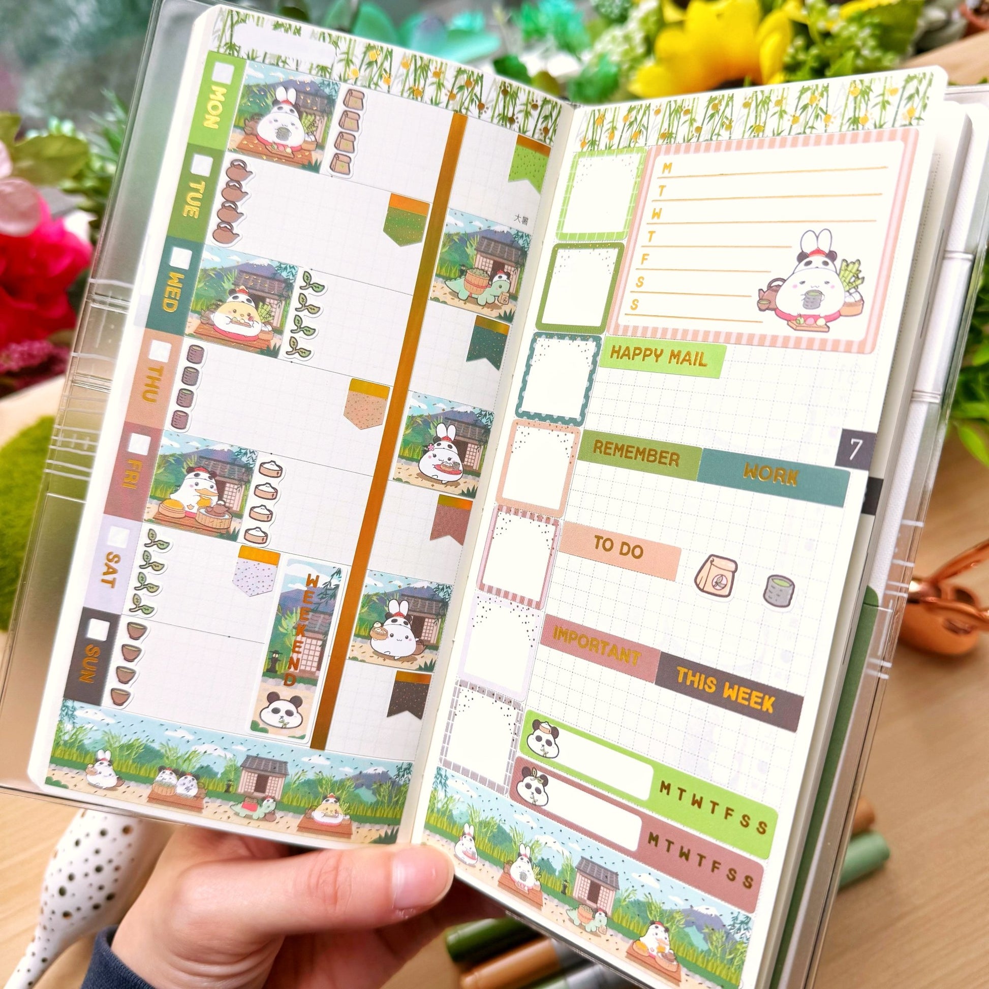 Hobonichi WEEKS - Lil' Panda Teahouse - Holo Foil - SumLilThings
