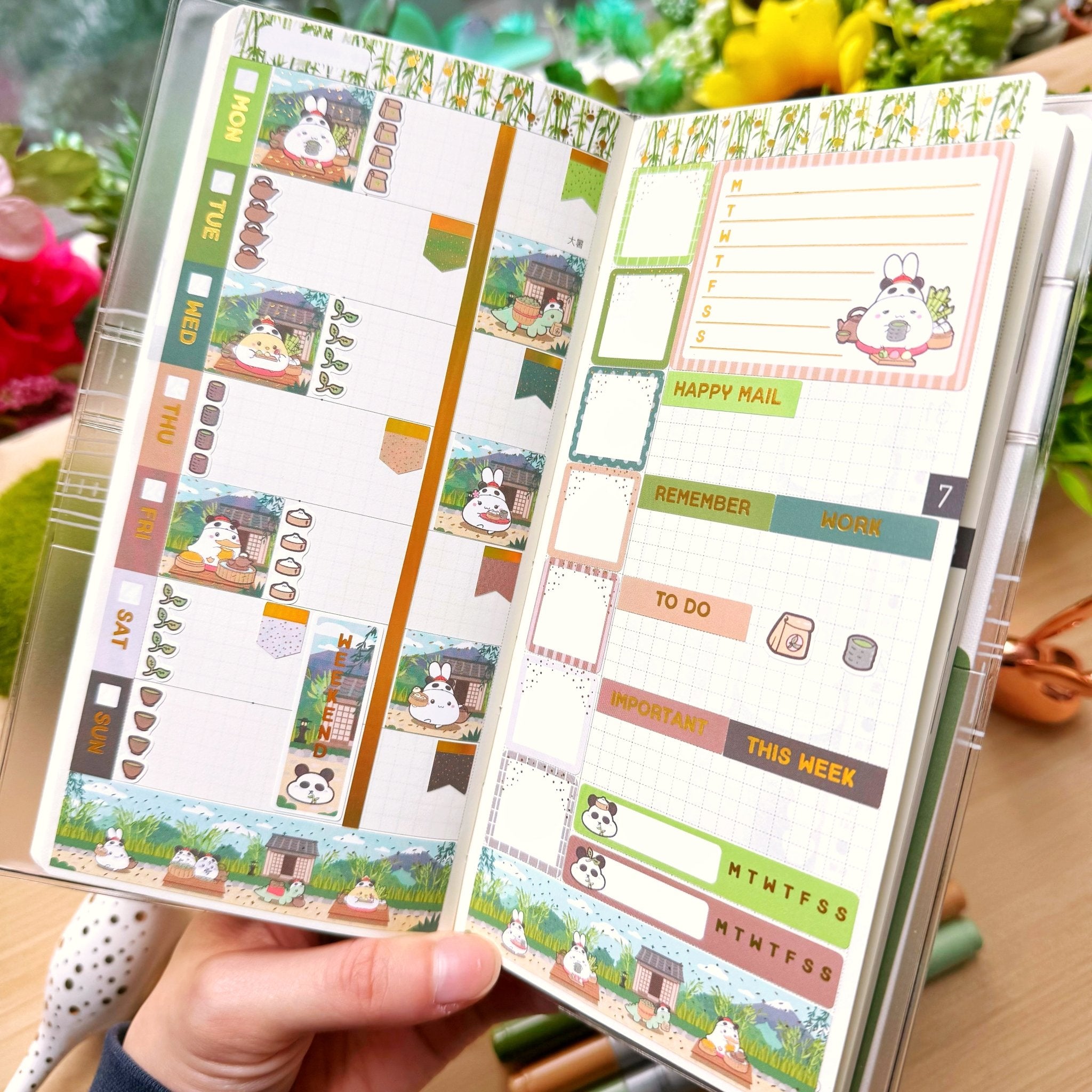 Hobonichi WEEKS - Lil' Panda Teahouse - Holo Foil - SumLilThings
