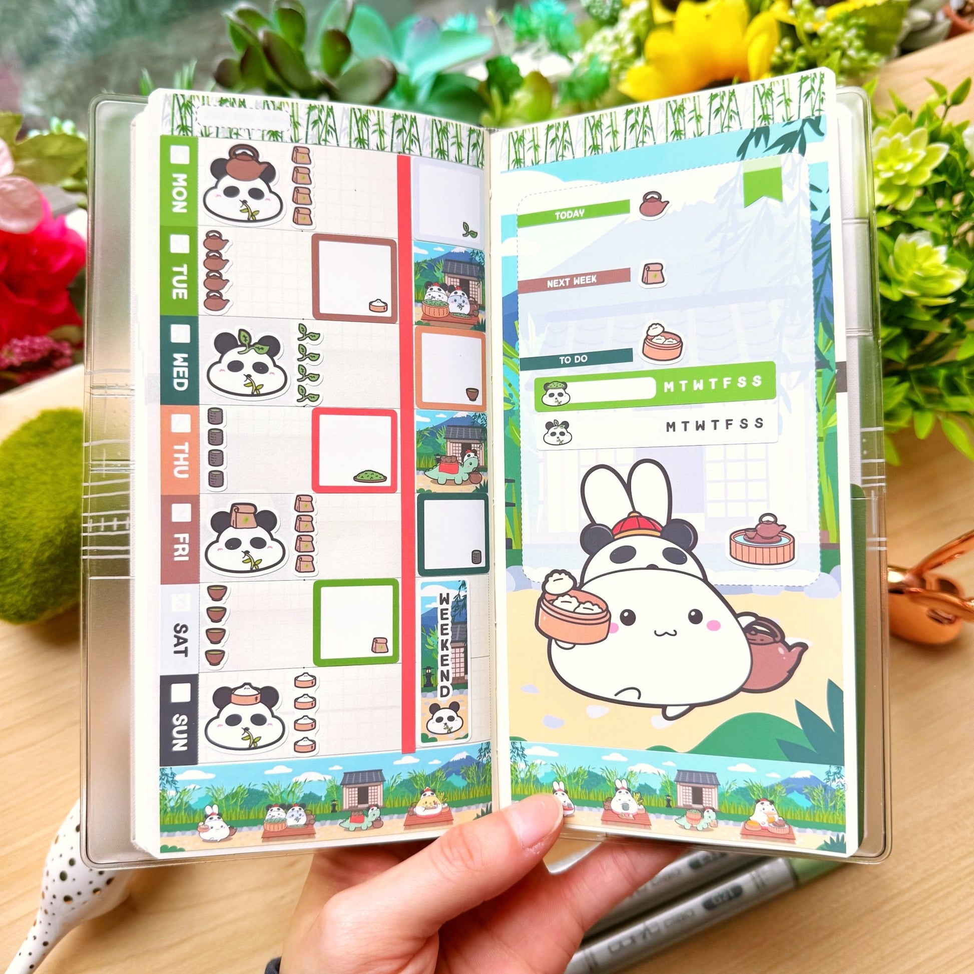 Hobonichi WEEKS - Lil' Panda Teahouse - Holo Foil - SumLilThings