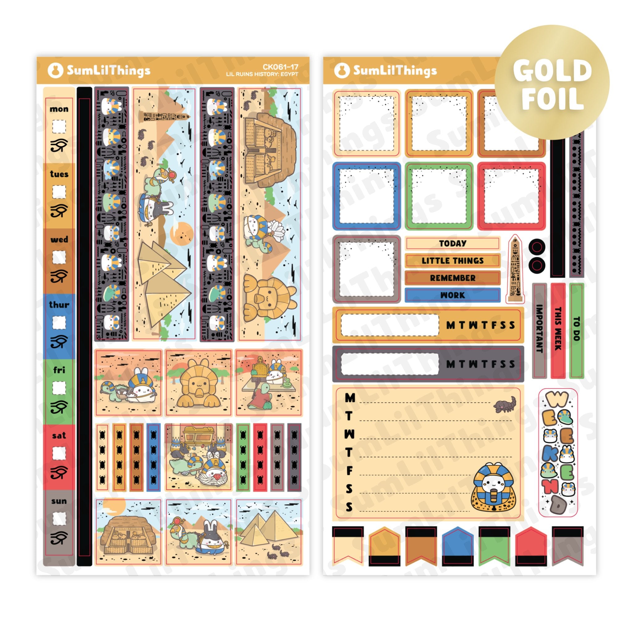 Hobonichi WEEKS - Lil Ruins History: Ancient Egypt - Gold Foil - SumLilThings