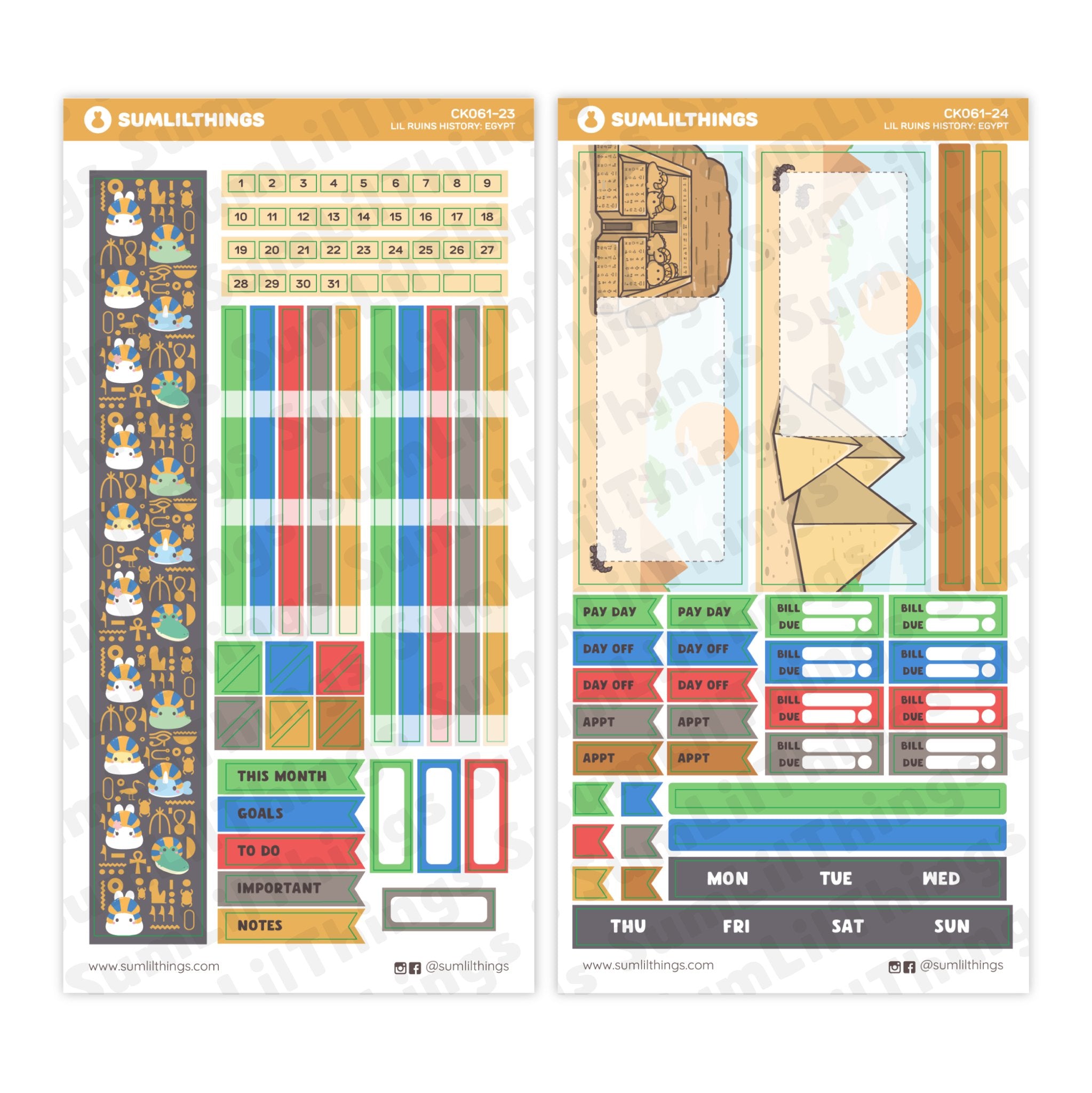 Hobonichi WEEKS - Lil Ruins History: Ancient Egypt - Gold Foil - SumLilThings