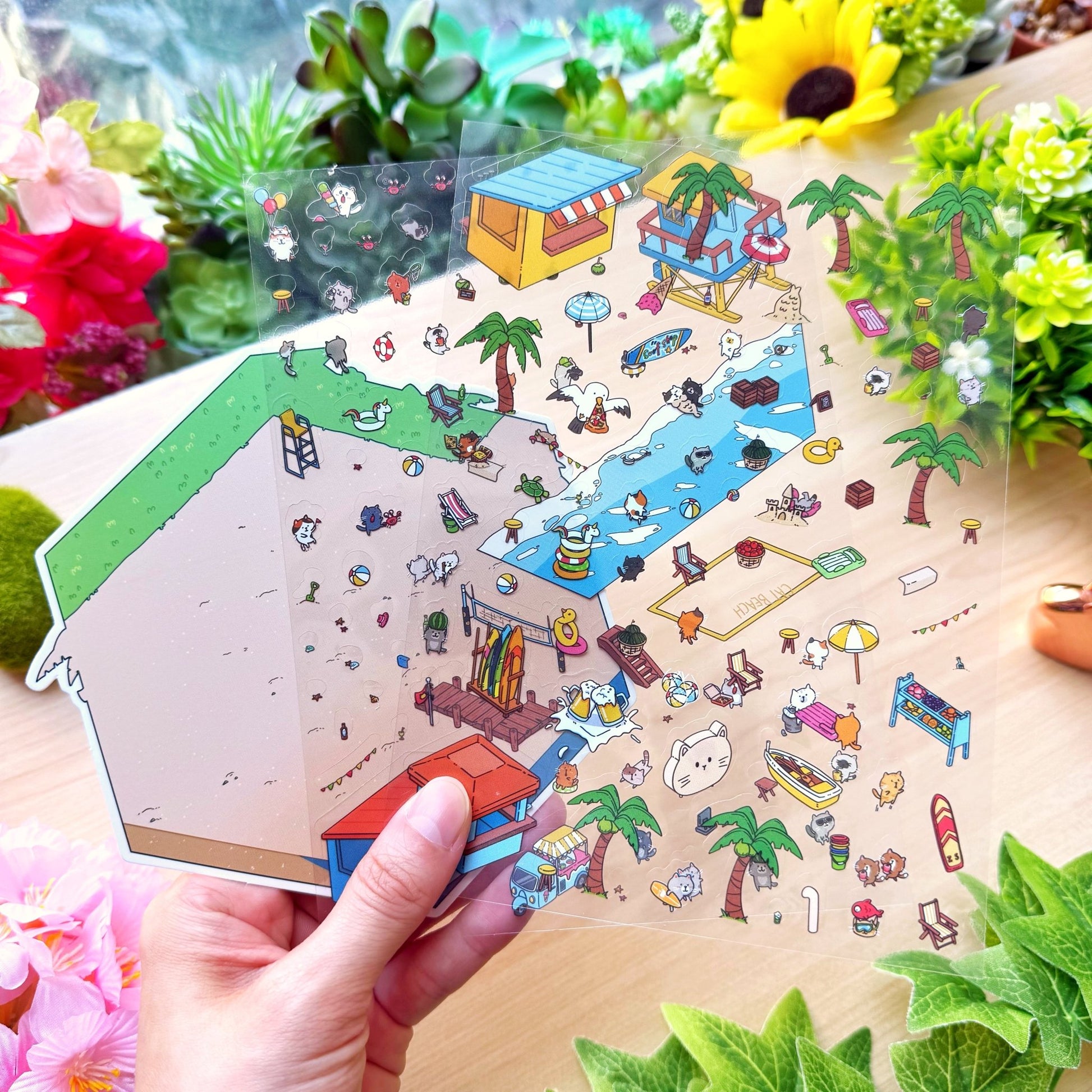 Isometric Scene Sticker - Beach Escape (Cat World) - SumLilThings