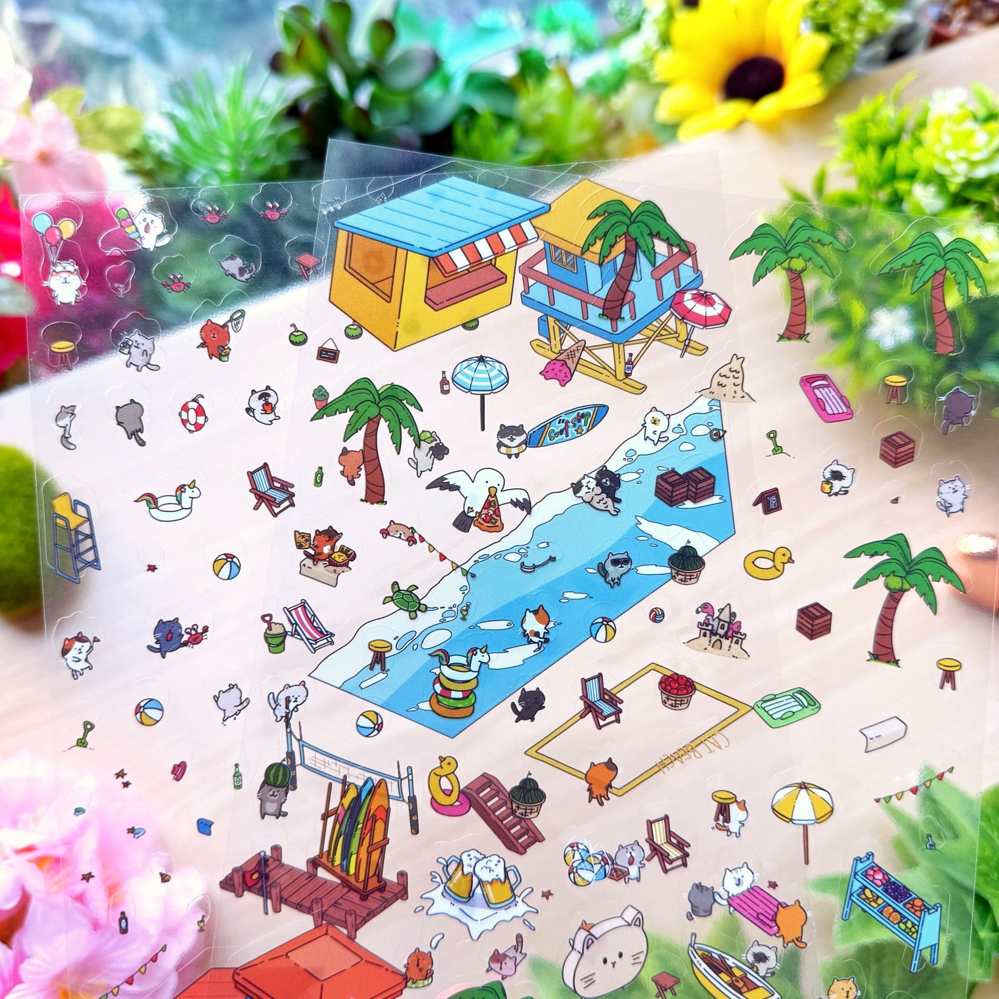 Isometric Scene Sticker - Beach Escape (Cat World) - SumLilThings