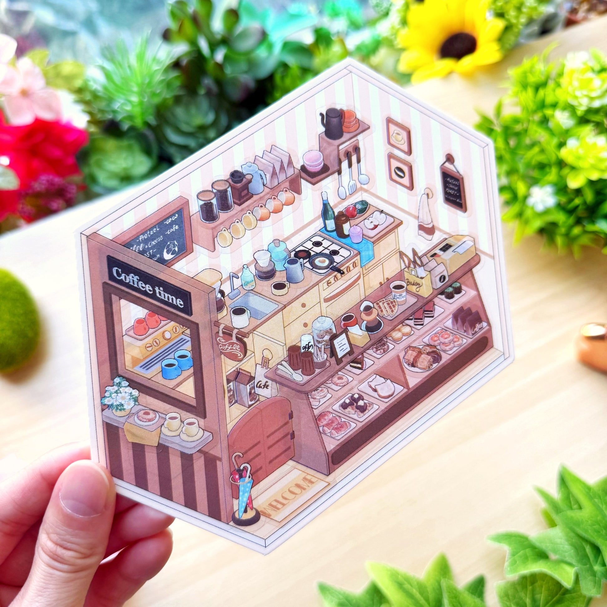 Isometric Scene Sticker - Corner Café - SumLilThings
