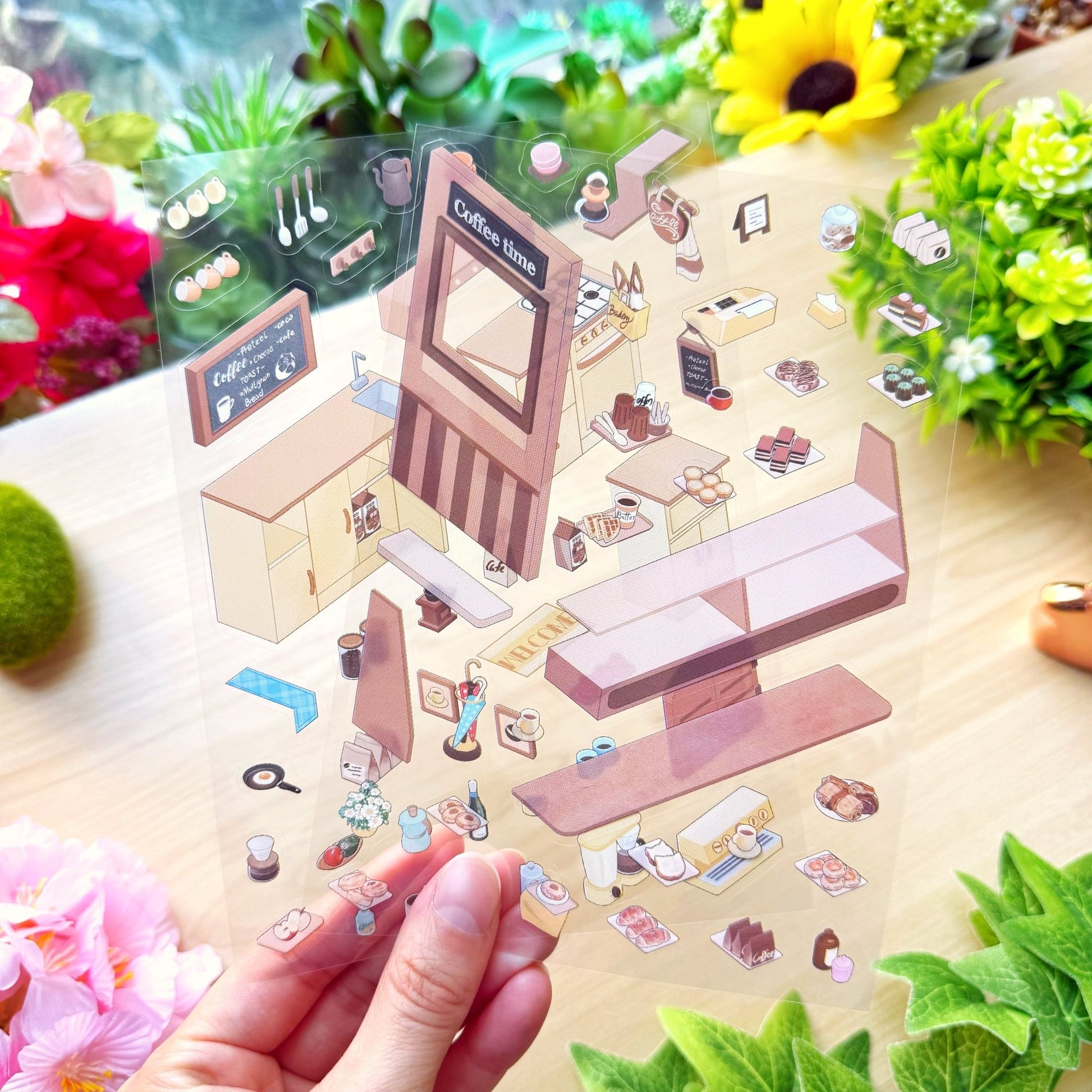 Isometric Scene Sticker - Corner Café - SumLilThings