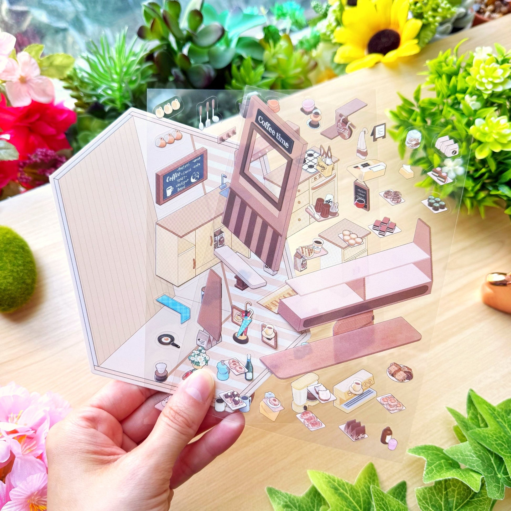 Isometric Scene Sticker - Corner Café - SumLilThings