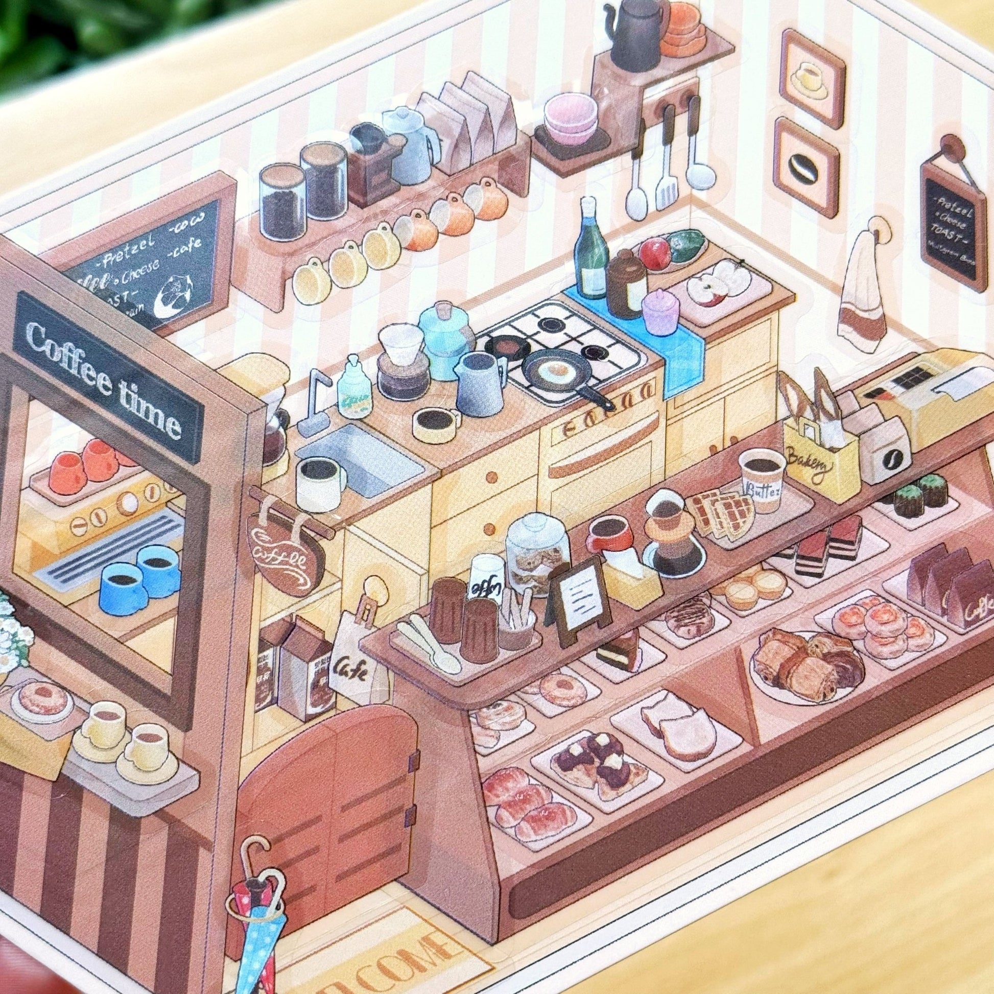 Isometric Scene Sticker - Corner Café - SumLilThings