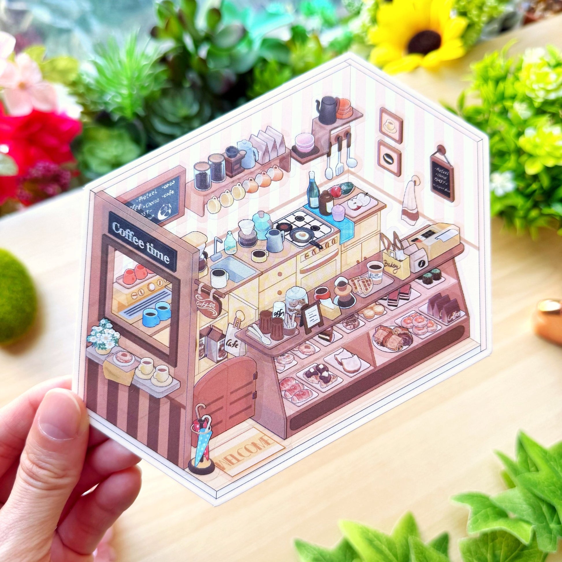 Isometric Scene Sticker - Corner Café - SumLilThings