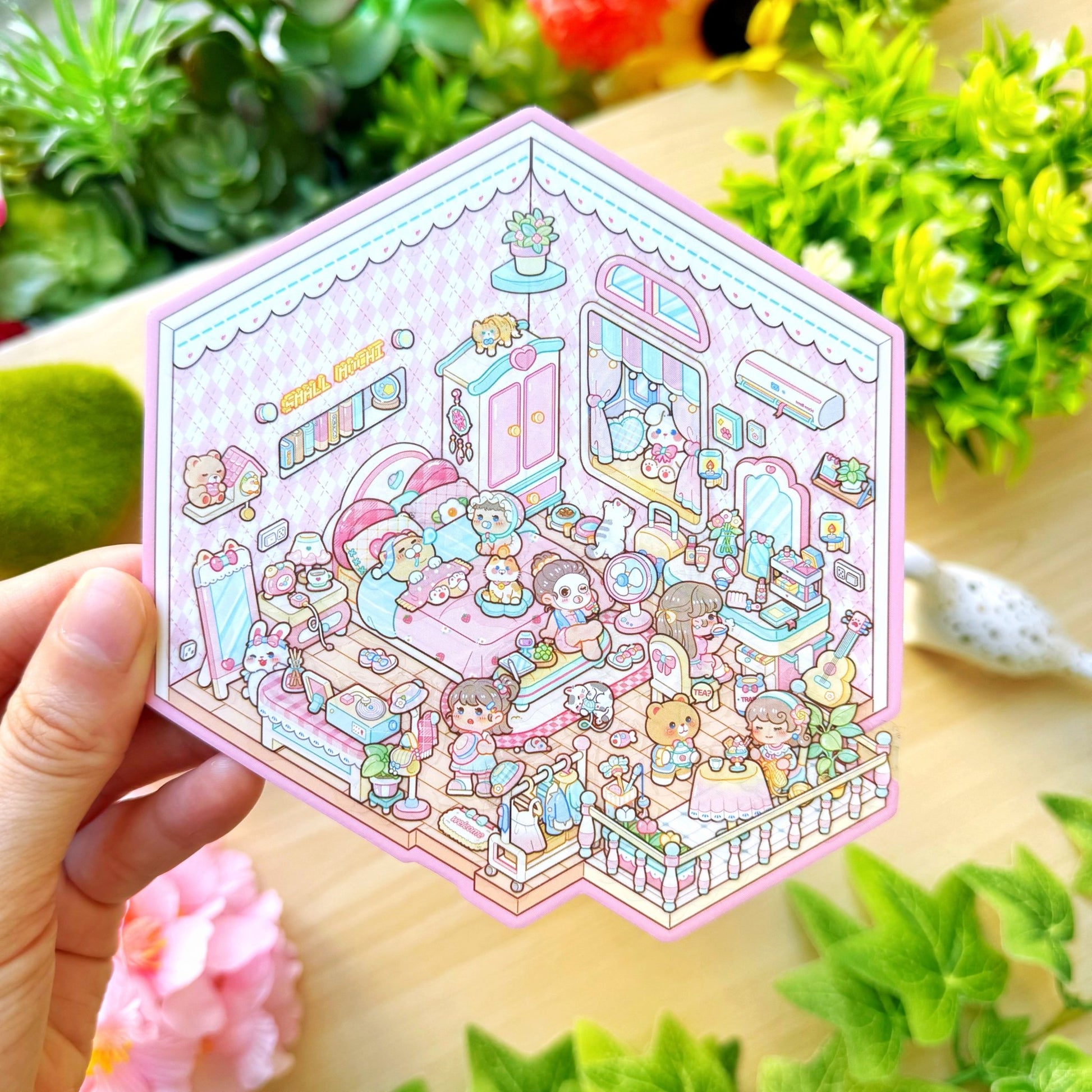 Isometric Scene Sticker - Cozy Bedroom (Small Mochi) - SumLilThings