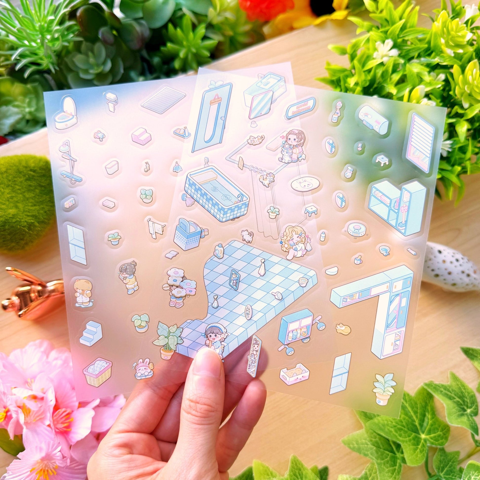 Isometric Scene Sticker - Fresh Bathroom (Small Mochi) - SumLilThings