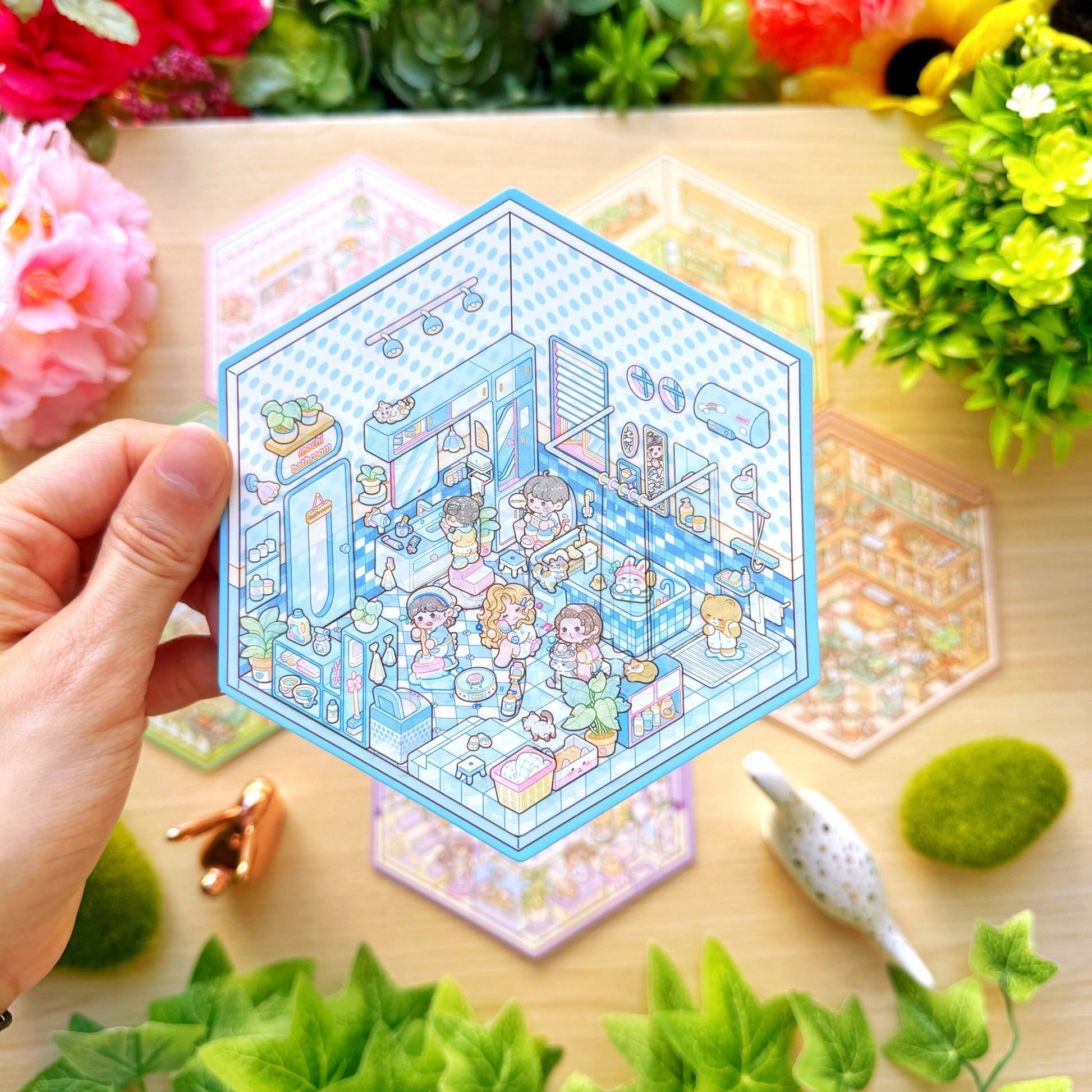 Isometric Scene Sticker - Fresh Bathroom (Small Mochi) - SumLilThings