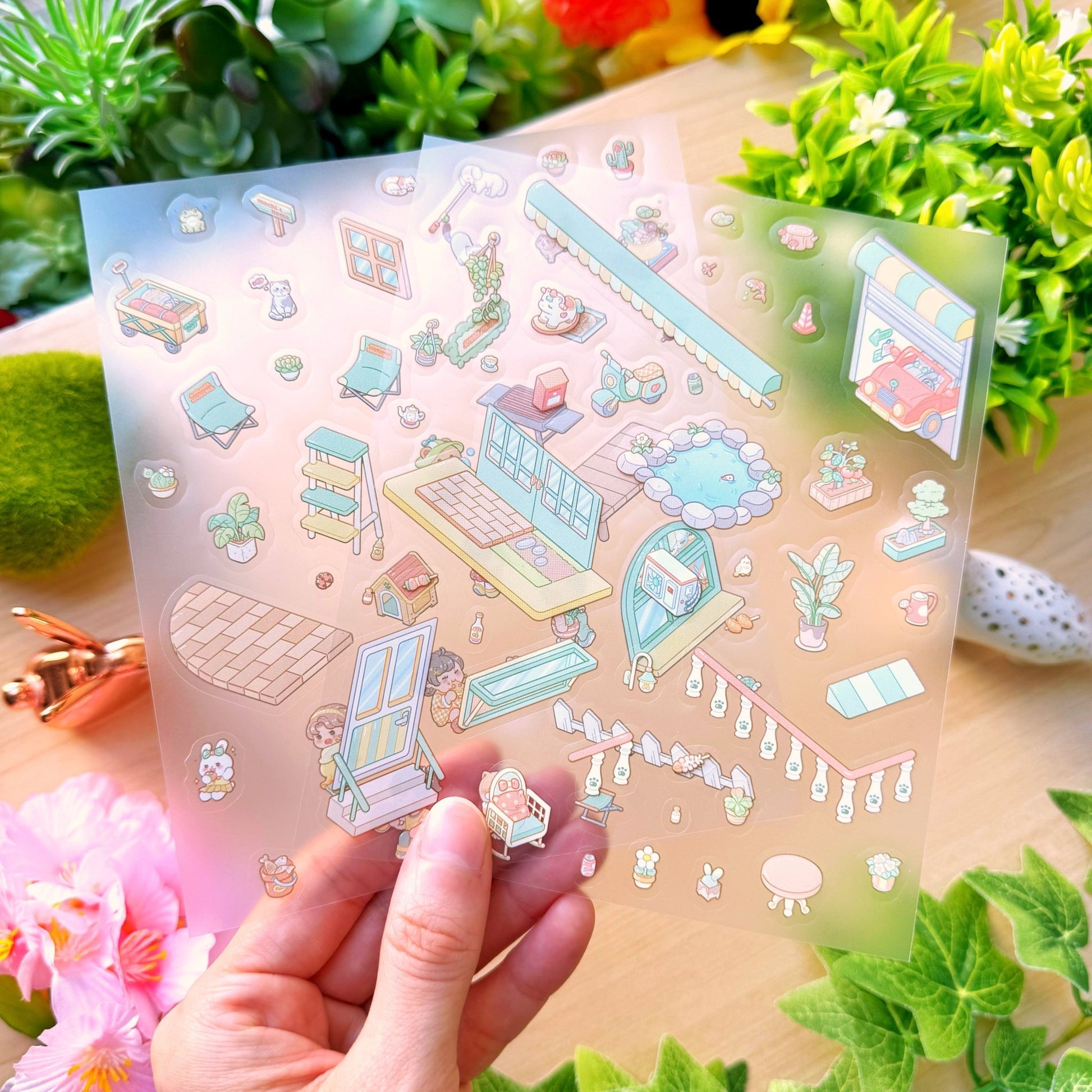 Isometric Scene Sticker - Fun Backyard (Small Mochi) - SumLilThings