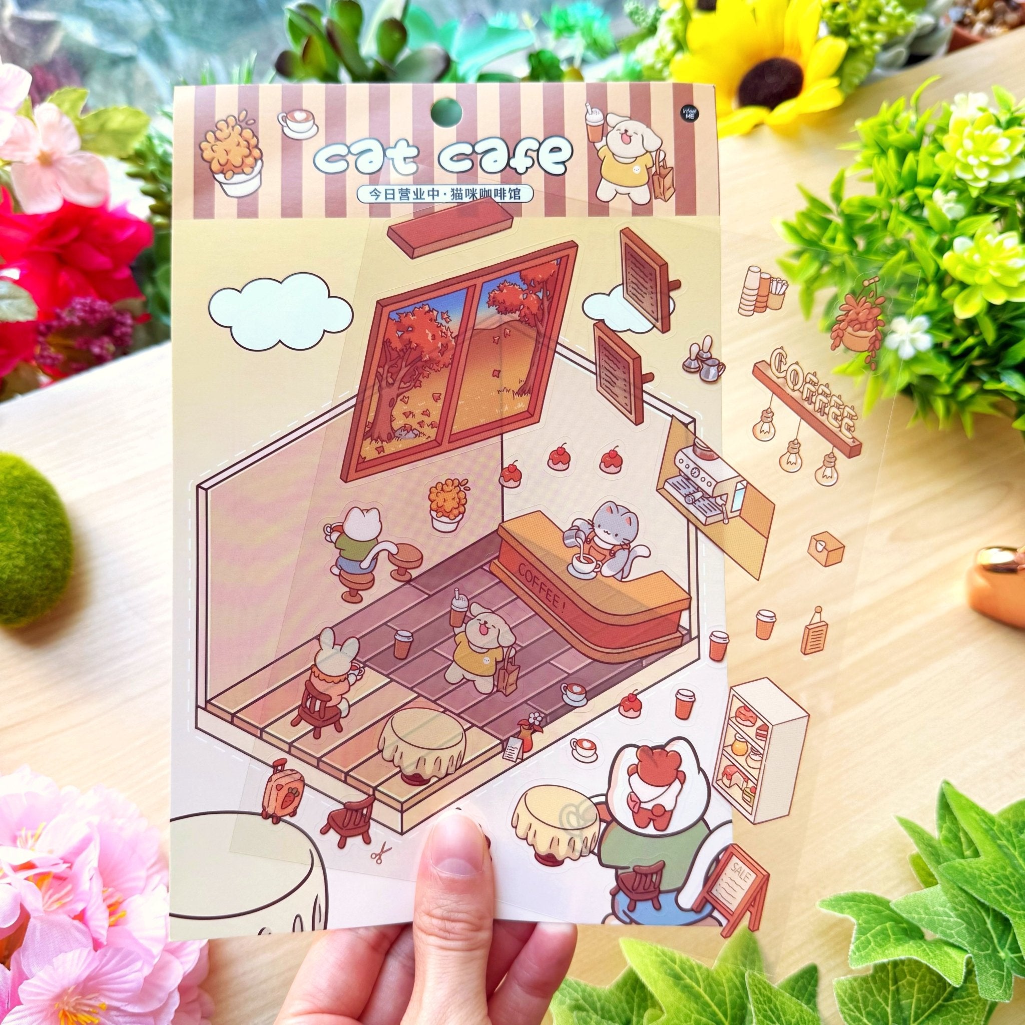 Isometric Scene Sticker - Kitty Café - SumLilThings