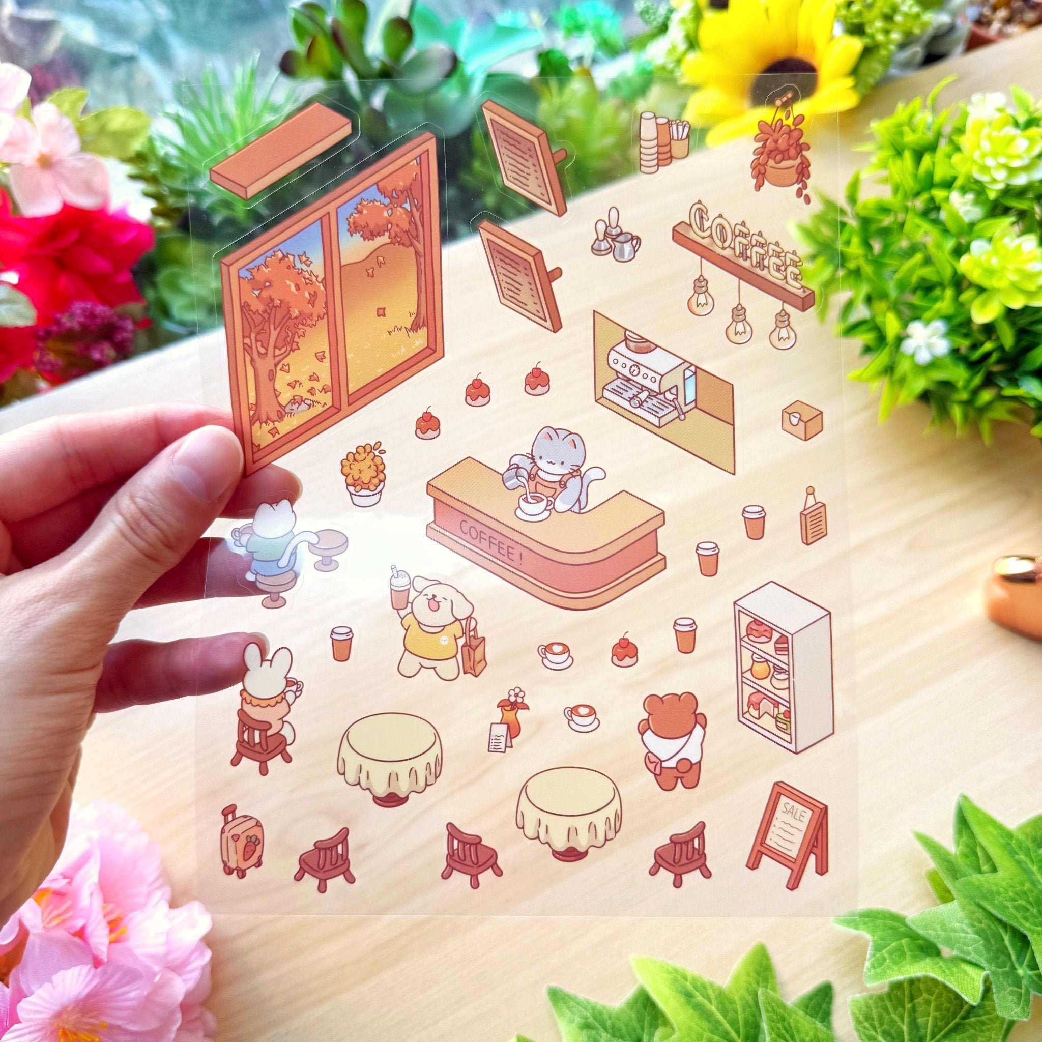 Isometric Scene Sticker - Kitty Café - SumLilThings