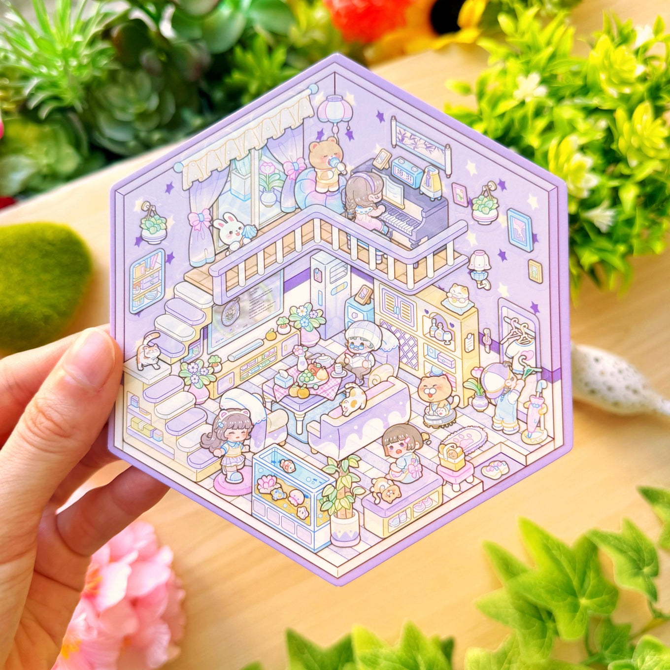 Isometric Scene Sticker - Romantic Living Room (Small Mochi) - SumLilThings