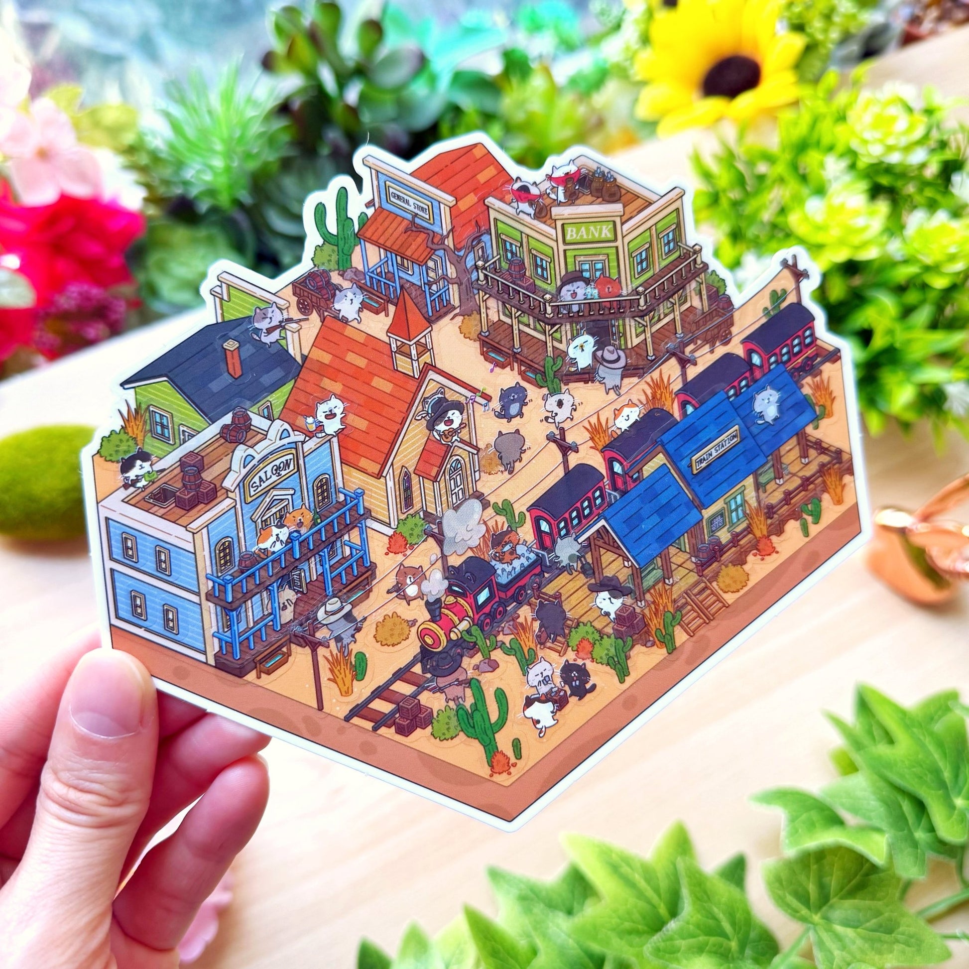 Isometric Scene Sticker - Wild West Town (Cat World) - SumLilThings
