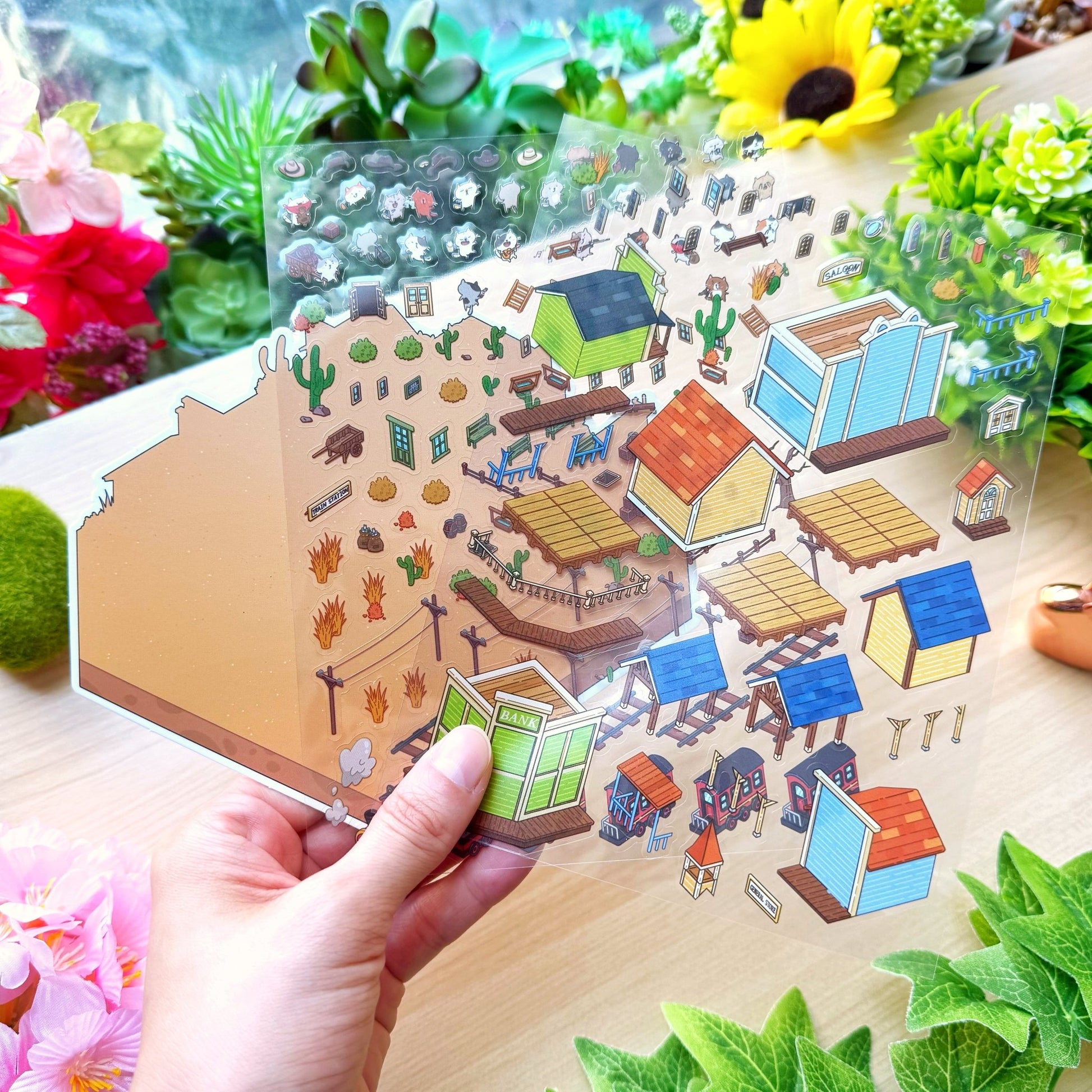 Isometric Scene Sticker - Wild West Town (Cat World) - SumLilThings