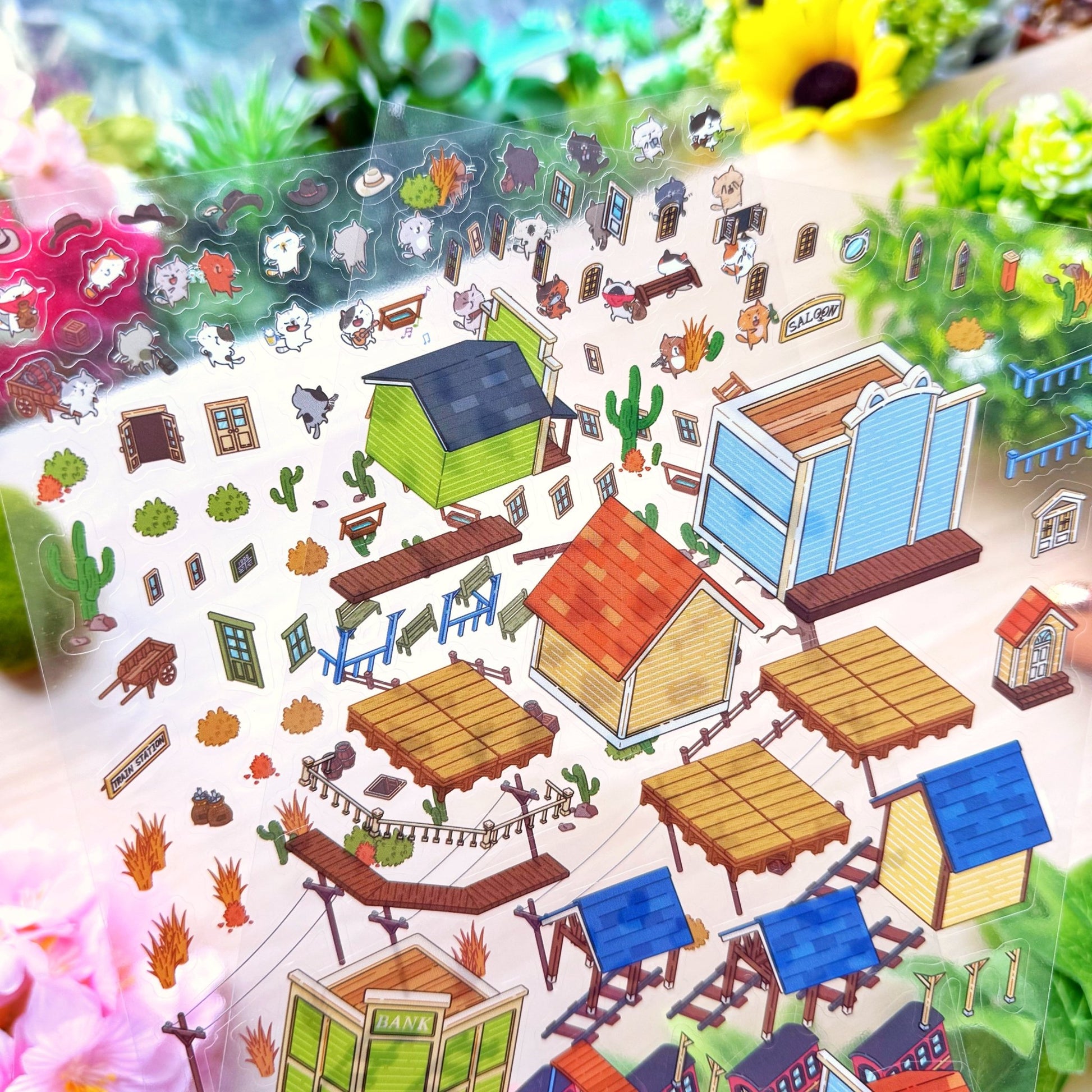 Isometric Scene Sticker - Wild West Town (Cat World) - SumLilThings