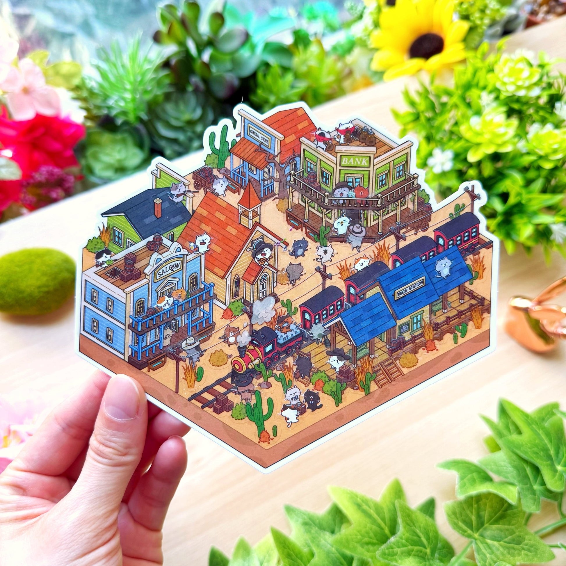 Isometric Scene Sticker - Wild West Town (Cat World) - SumLilThings
