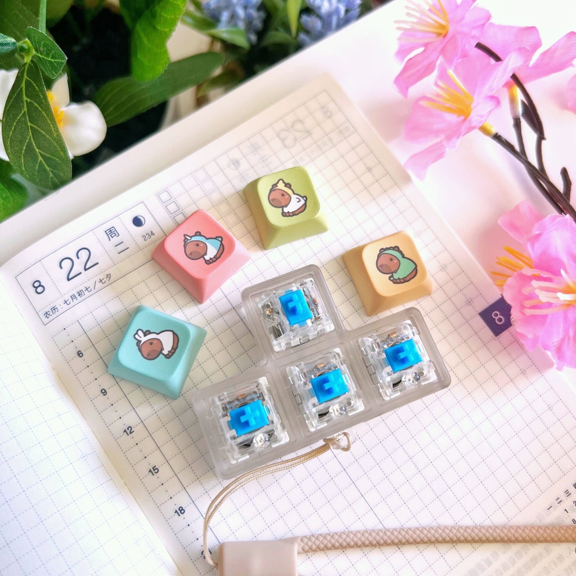 Keyboard Keychain - Capybara (4 - Set) with LIGHTS - SumLilThings