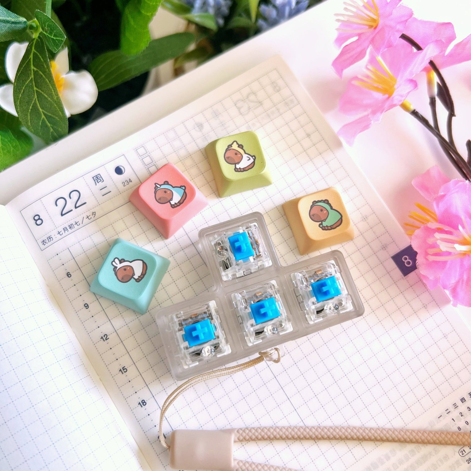 Keyboard Keychain - Capybara (4 - Set) with LIGHTS - SumLilThings