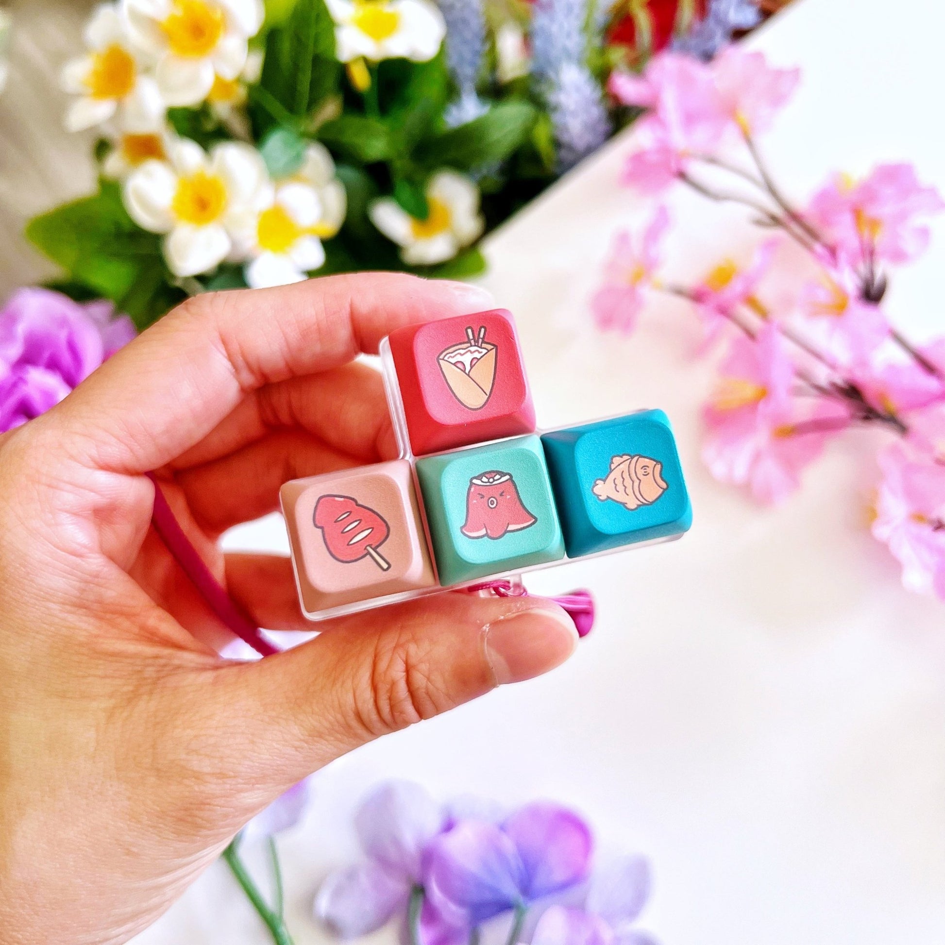 Keyboard Keychain - Japanese Street Snack (4 - Set) with LIGHTS - SumLilThings