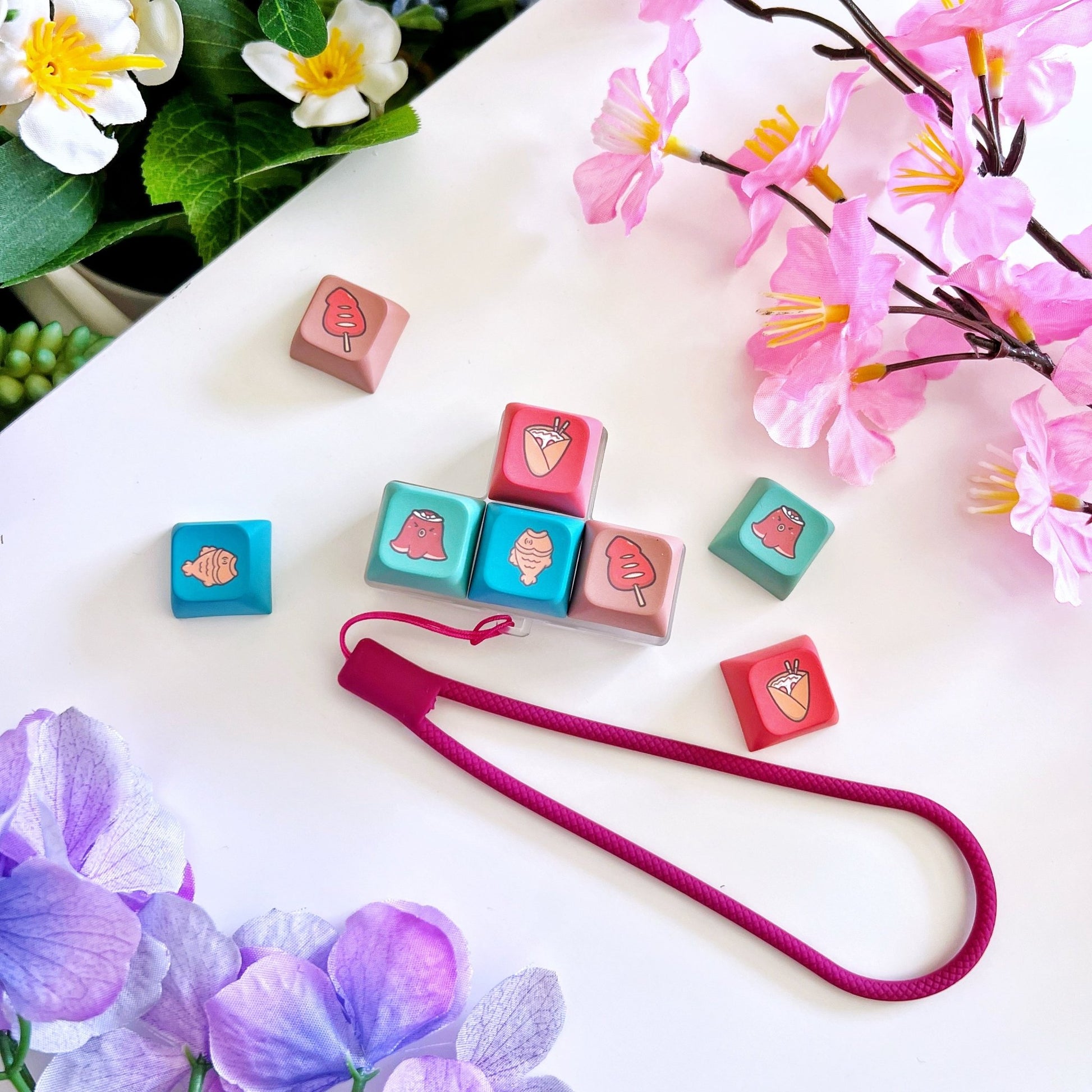 Keyboard Keychain - Japanese Street Snack (4 - Set) with LIGHTS - SumLilThings