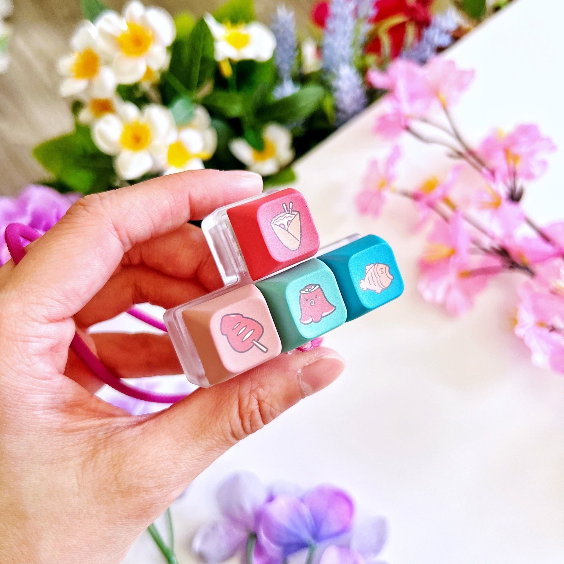 Keyboard Keychain - Japanese Street Snack (4 - Set) with LIGHTS - SumLilThings