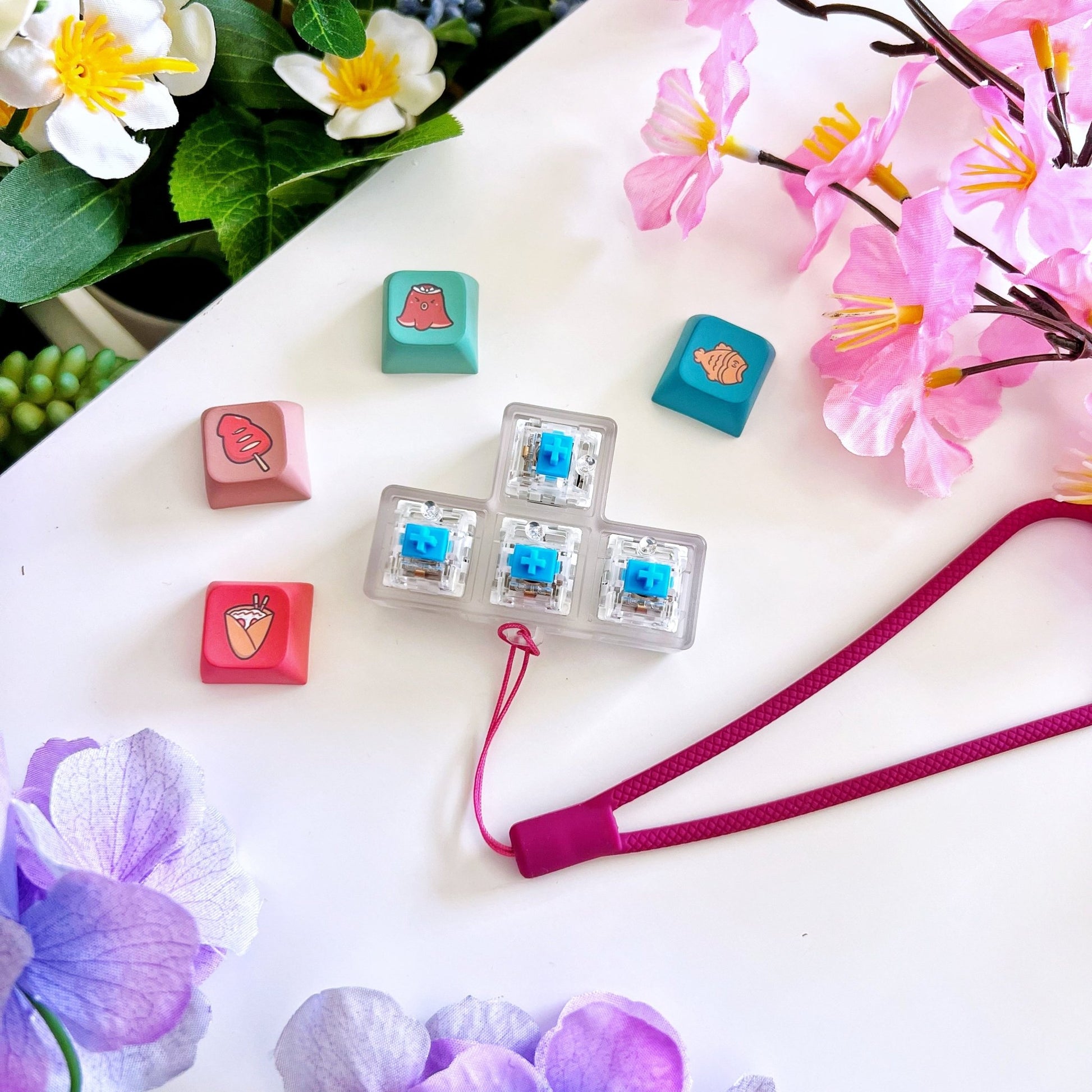 Keyboard Keychain - Japanese Street Snack (4 - Set) with LIGHTS - SumLilThings