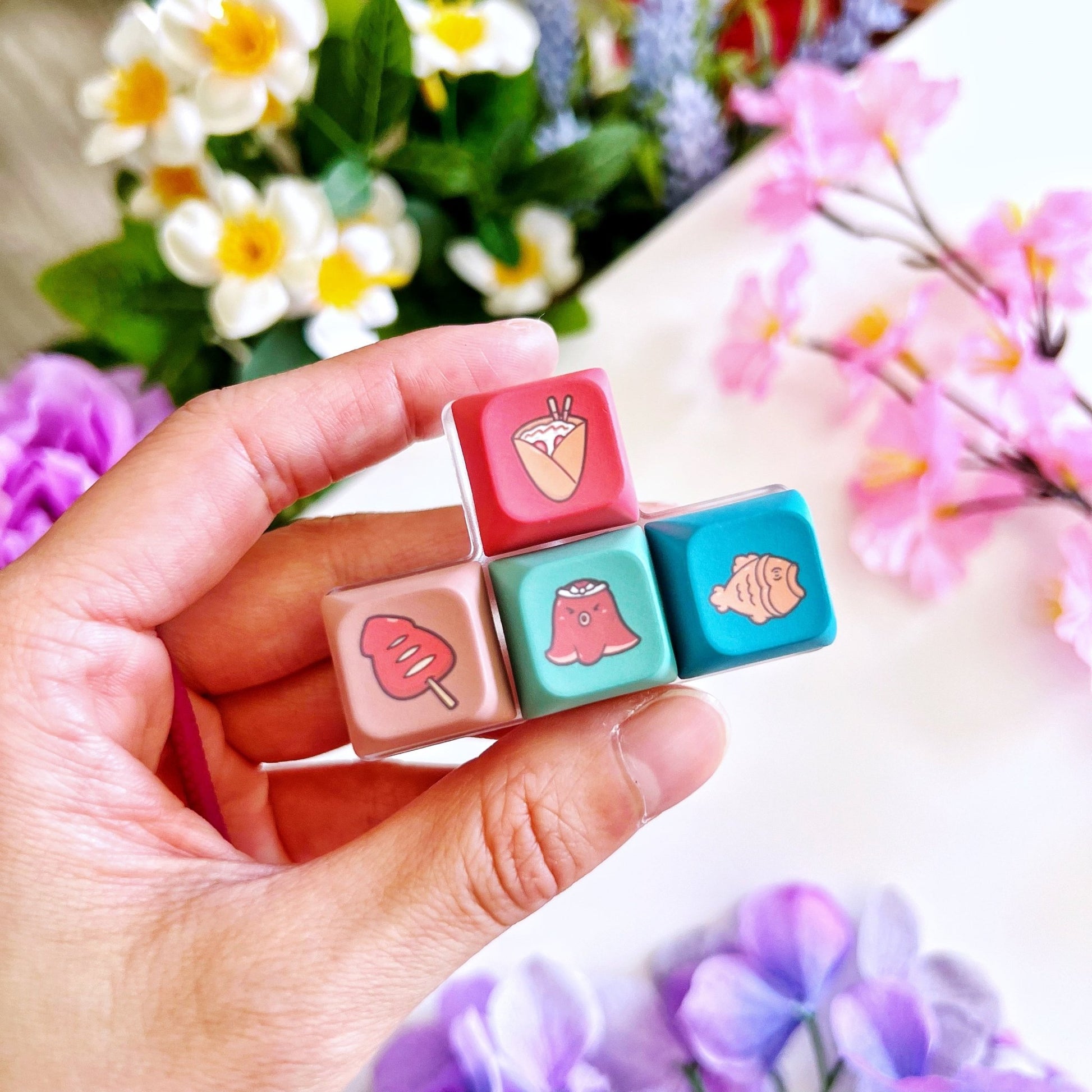 Keyboard Keychain - Japanese Street Snack (4 - Set) with LIGHTS - SumLilThings