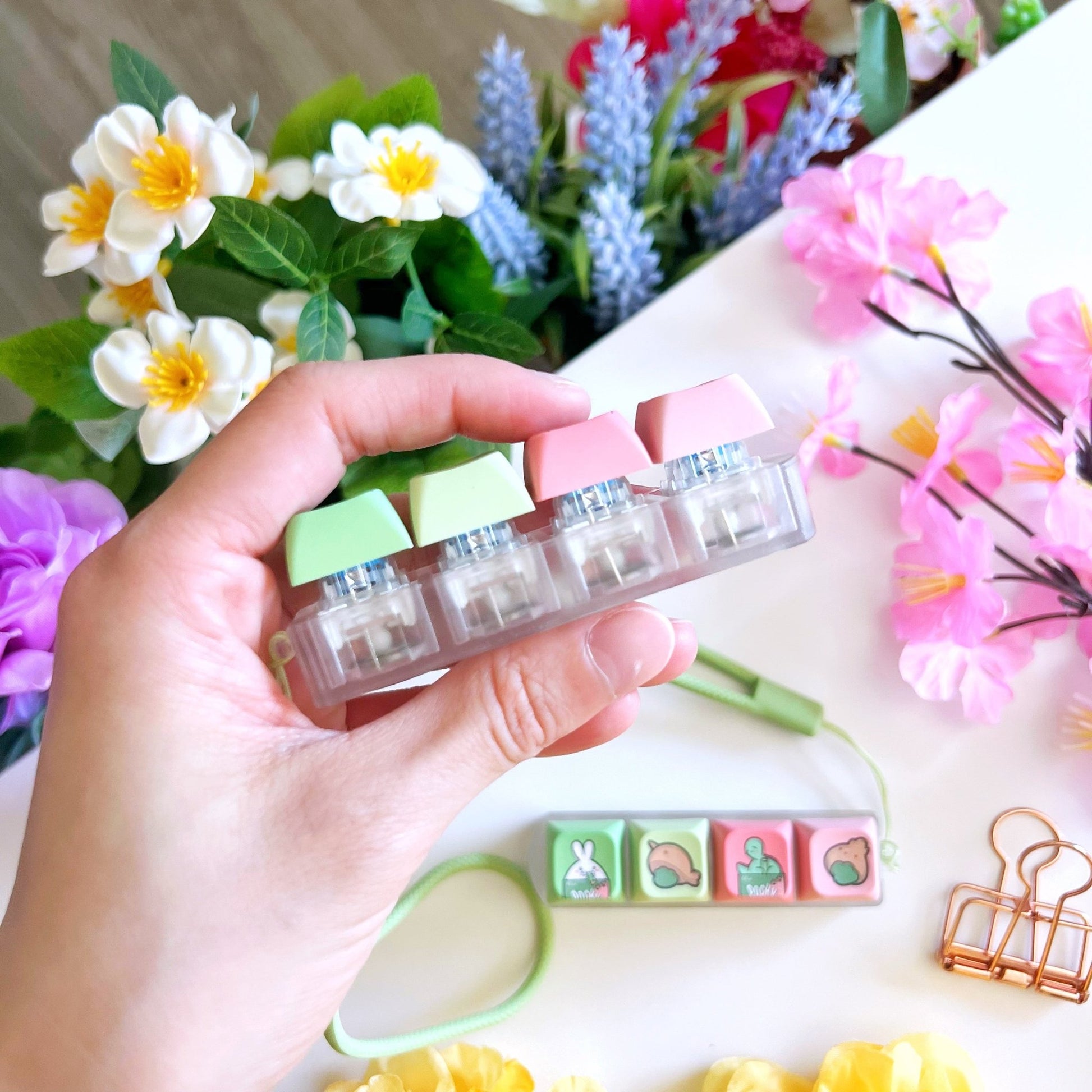 Keyboard Keychain - Matcha Munchies (4 - Set) with LIGHTS - SumLilThings