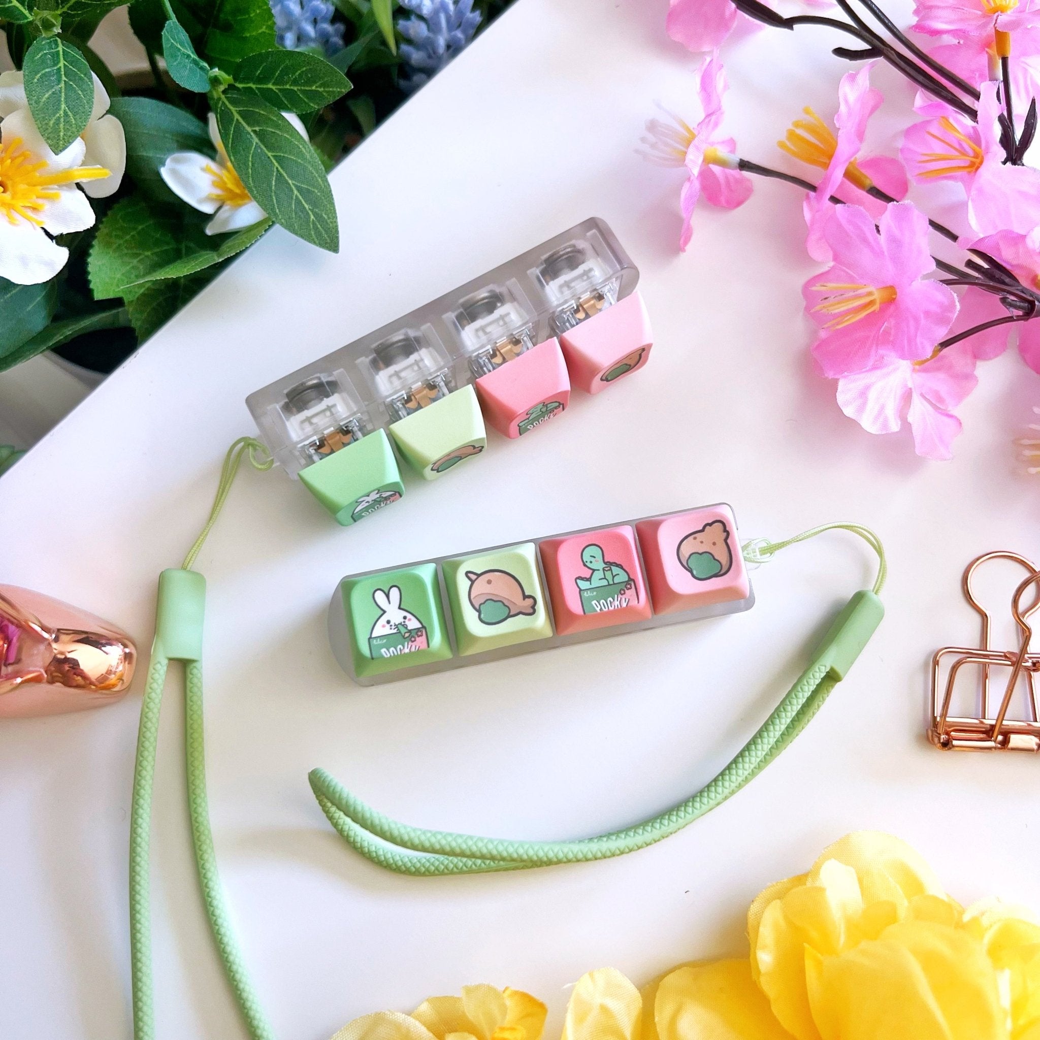 Keyboard Keychain - Matcha Munchies (4 - Set) with LIGHTS - SumLilThings