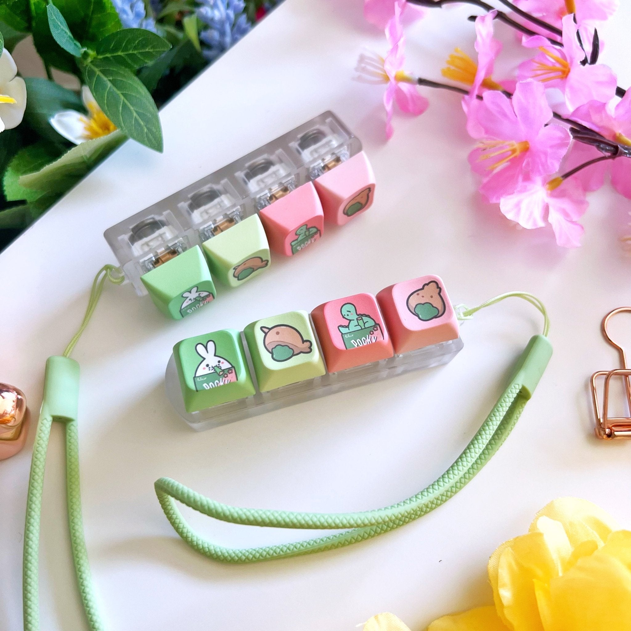 Keyboard Keychain - Matcha Munchies (4 - Set) with LIGHTS - SumLilThings