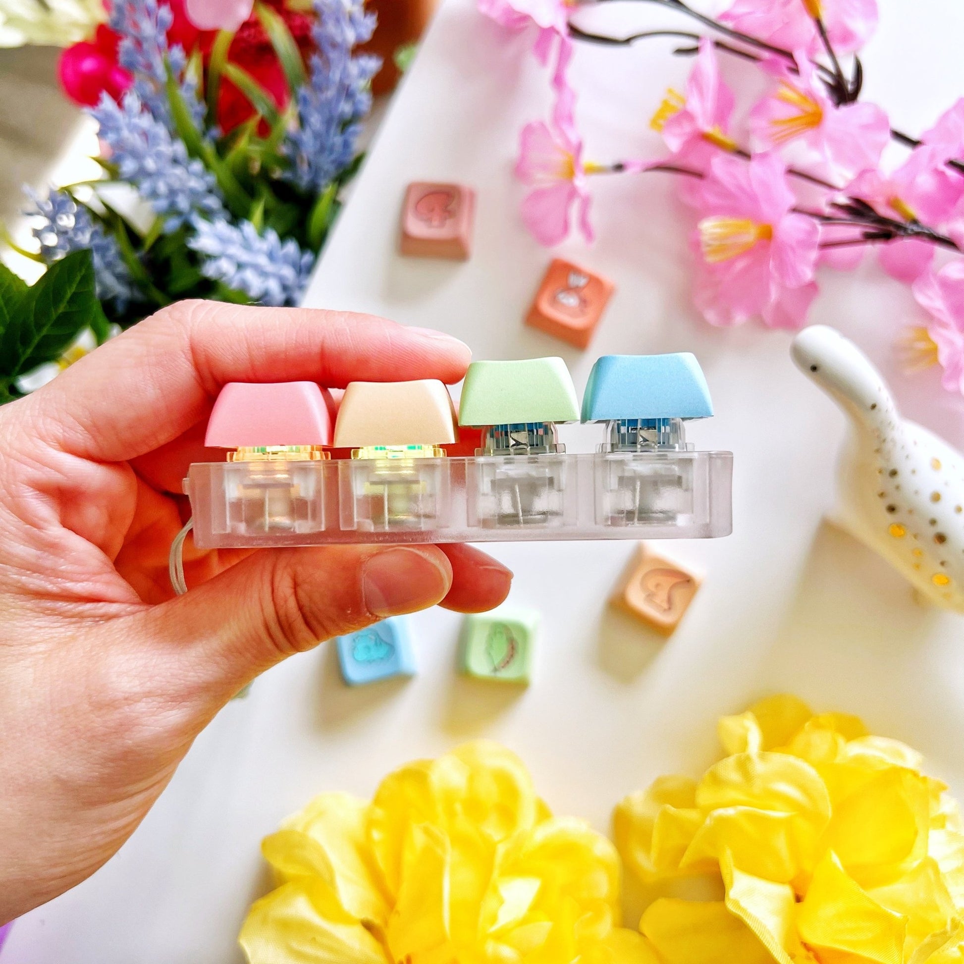 Keycap Keychain - Dino Babies (5-Set) with LIGHTS - SumLilThings