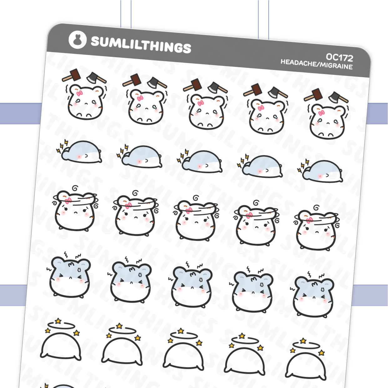Lil' Hamster Headache Migraine Stickers - SumLilThings
