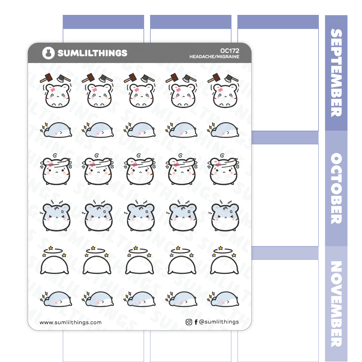 Lil' Hamster Headache Migraine Stickers - SumLilThings