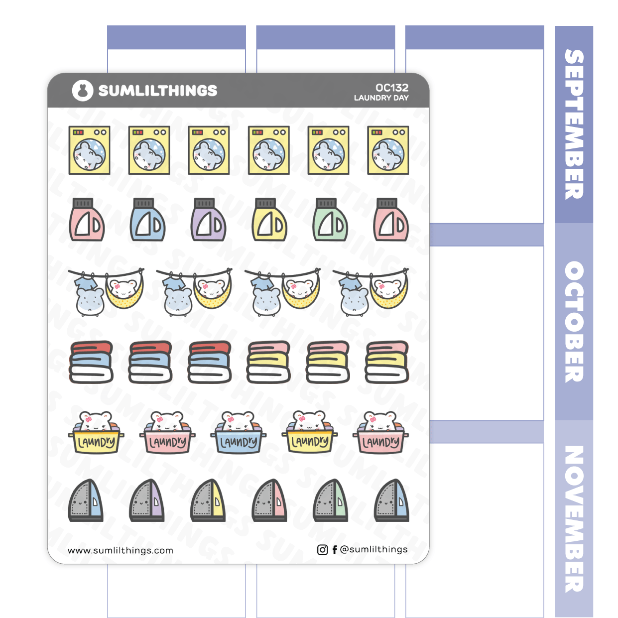 Lil' Hamster Laundry Day Stickers - SumLilThings