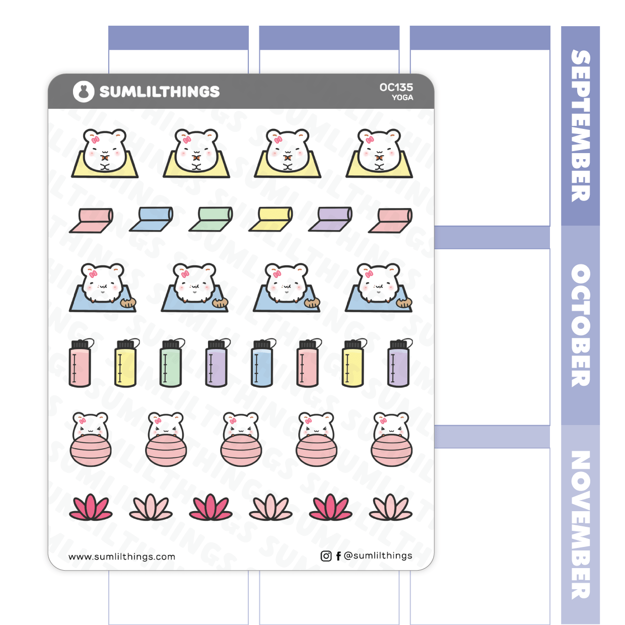 Lil' Hamster Yoga Stickers - SumLilThings