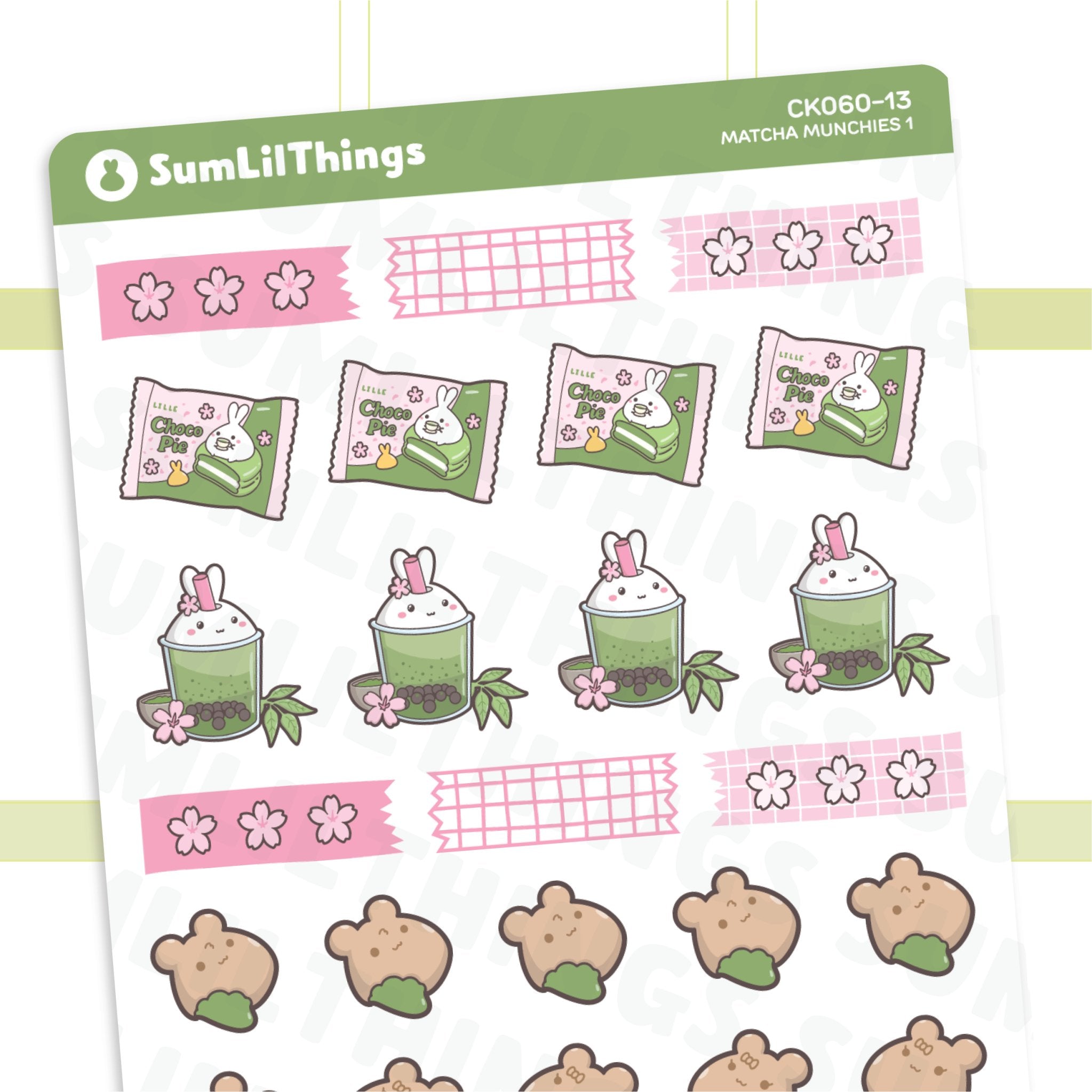 Matcha Munchies ChocoPie & Boba Stickers - SumLilThings